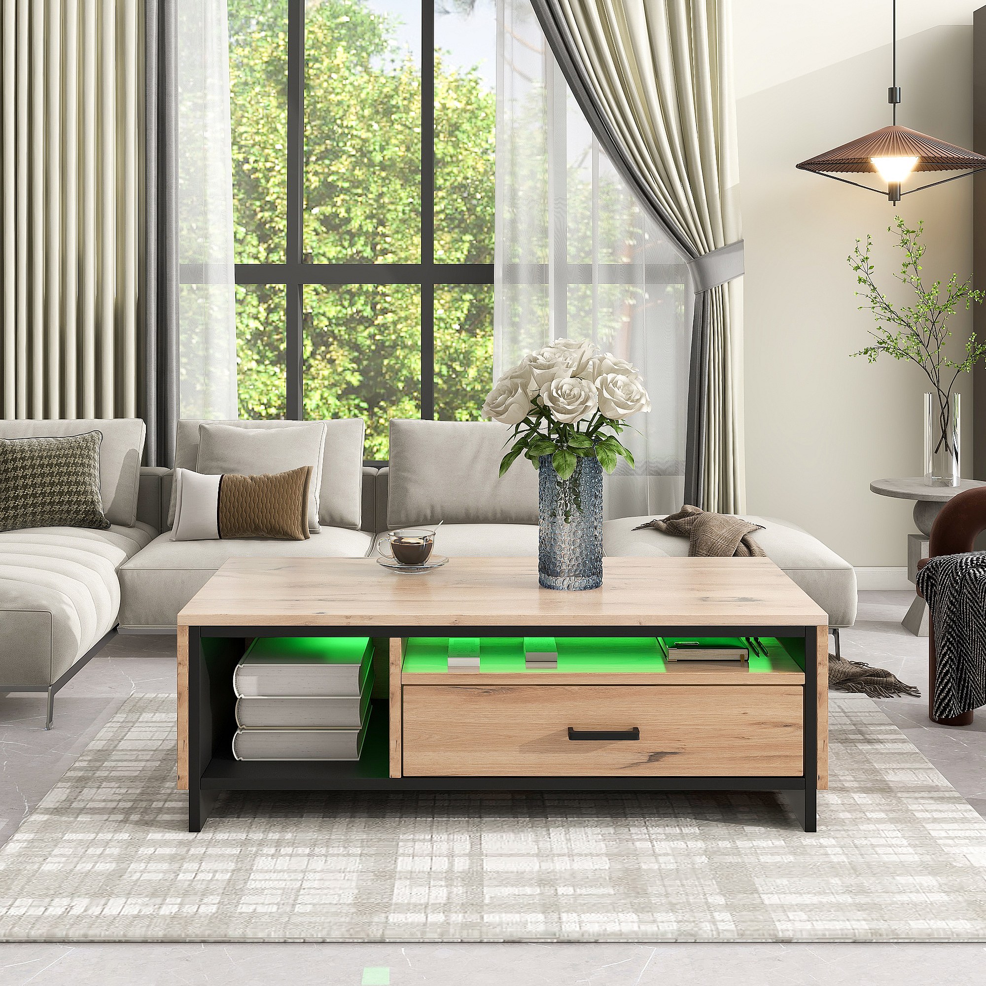 Table De Lit Pour Ordinateur Portable – Avec Lampe Intégrée, Tiroir, 2 Logements, Hauteur Réglable