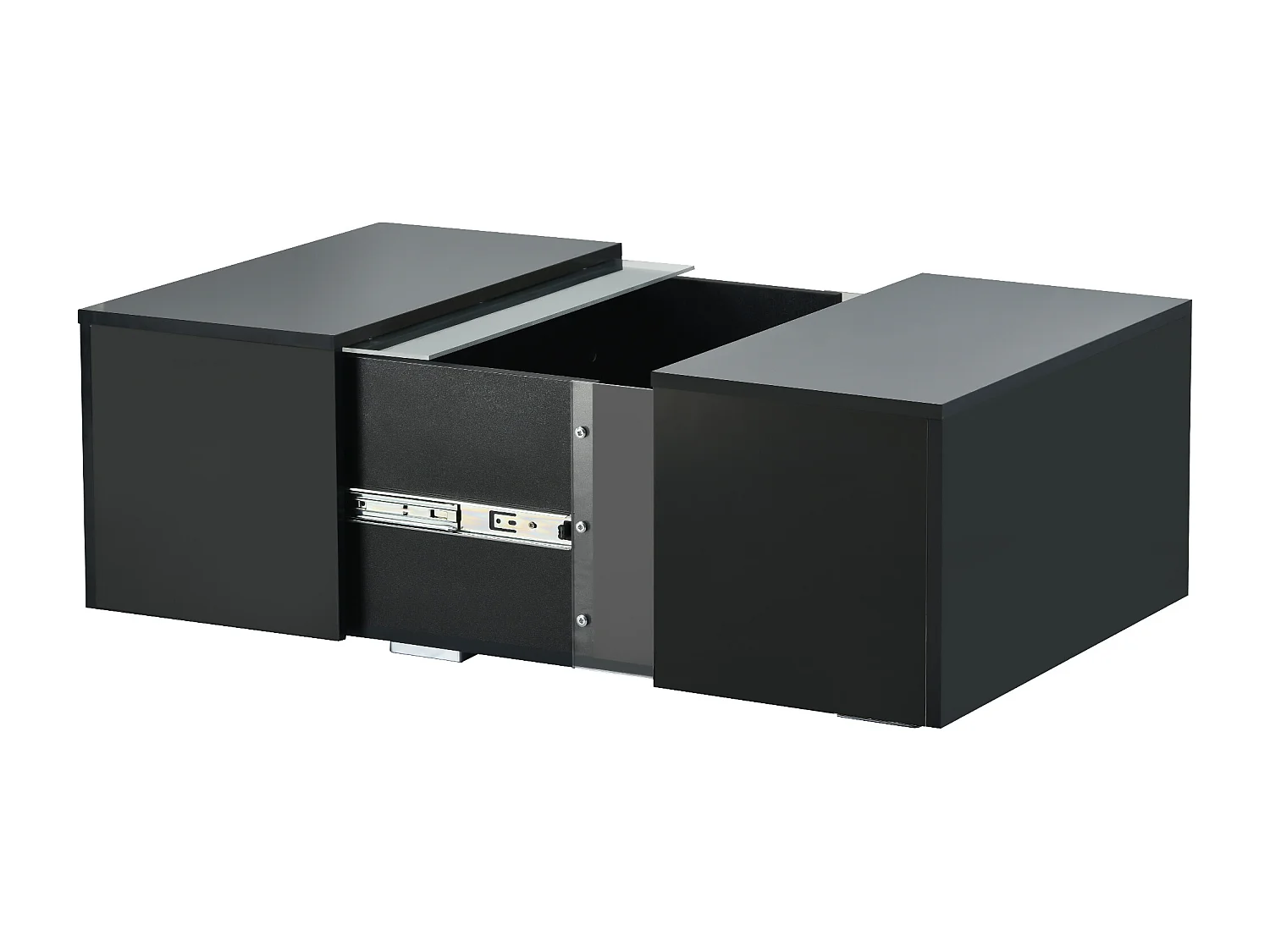 Mesa de centro moderna lacada brillante con luces LED 73*60*34cm, negra