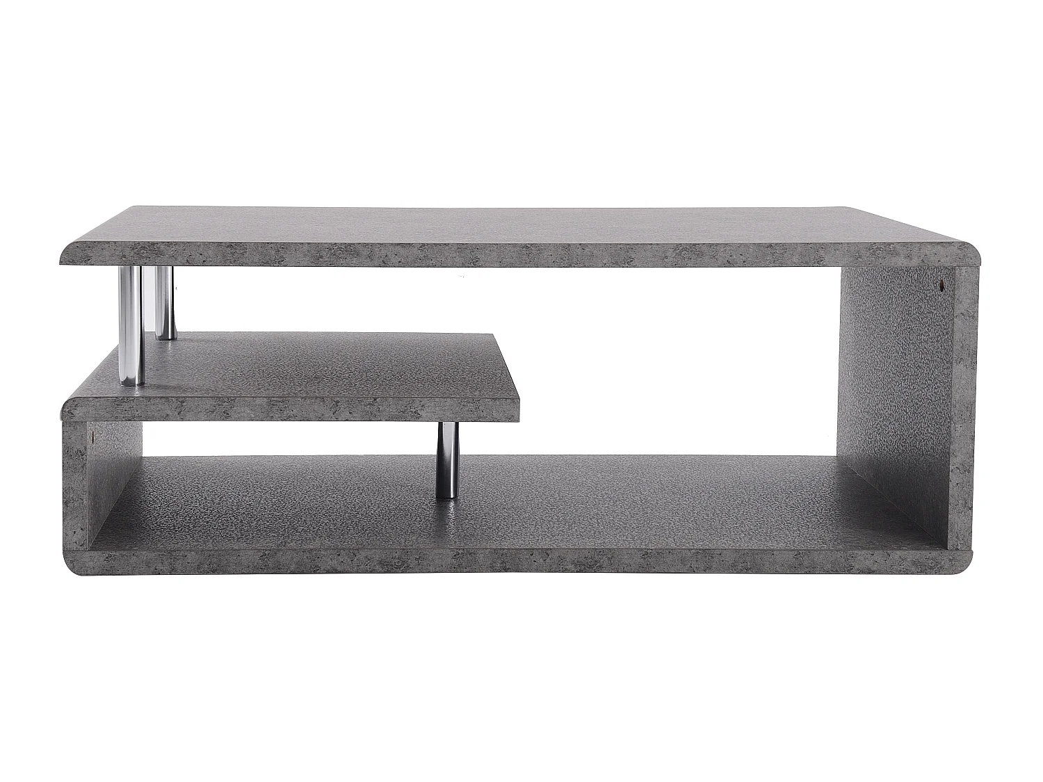 Table basse moderne avec finition en gris ciment et éclairage led