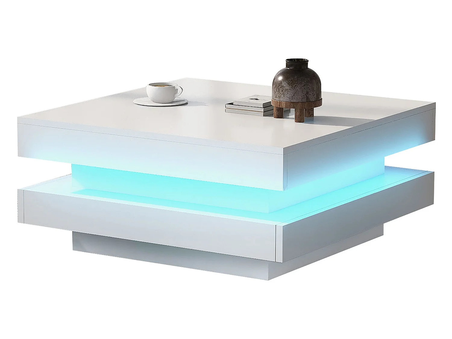 Tavolino in marmo strutturato e noce in colori contrastanti