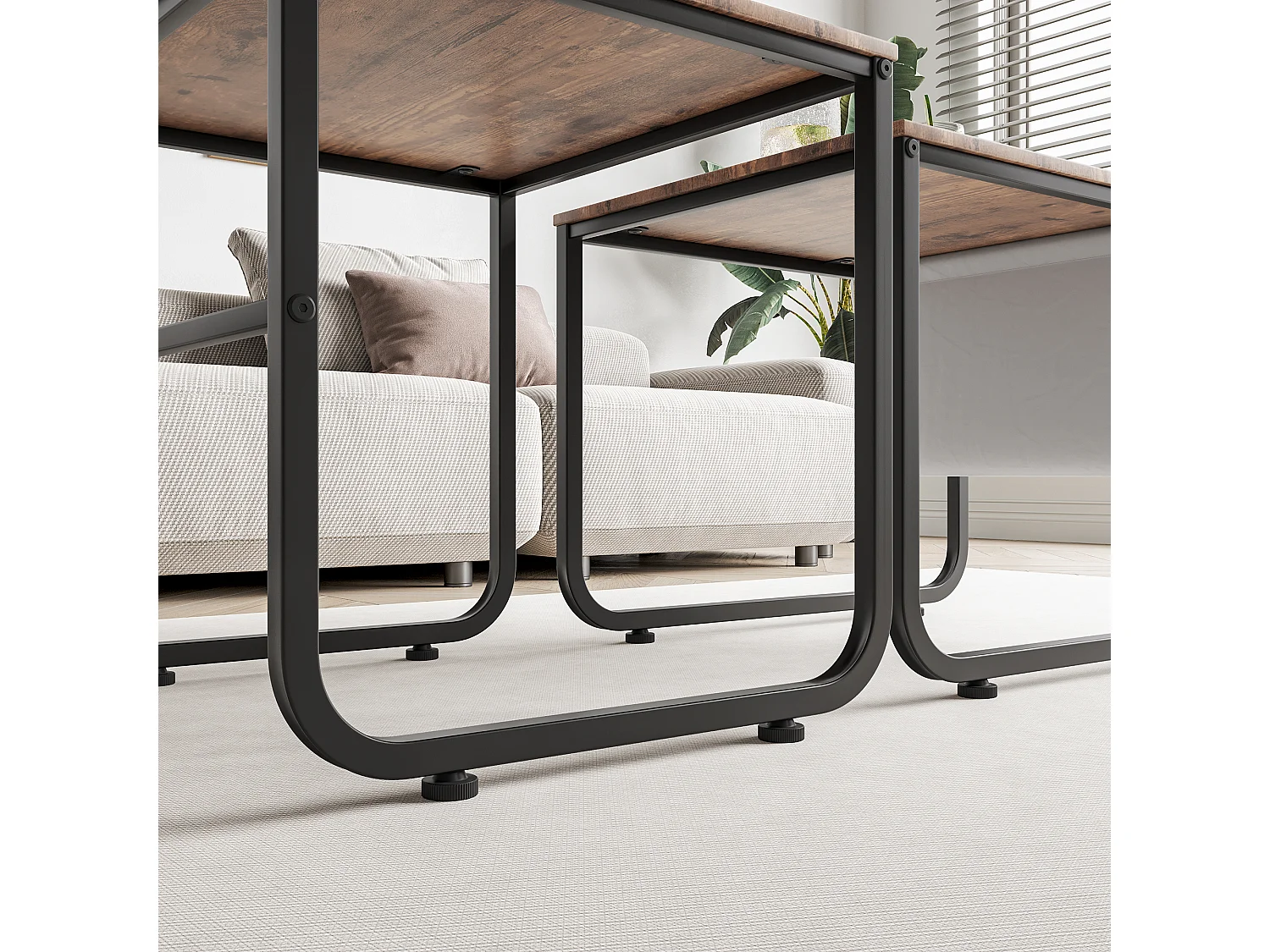 Stapelbare set van 2 salontafels, bijzettafel, vierkant