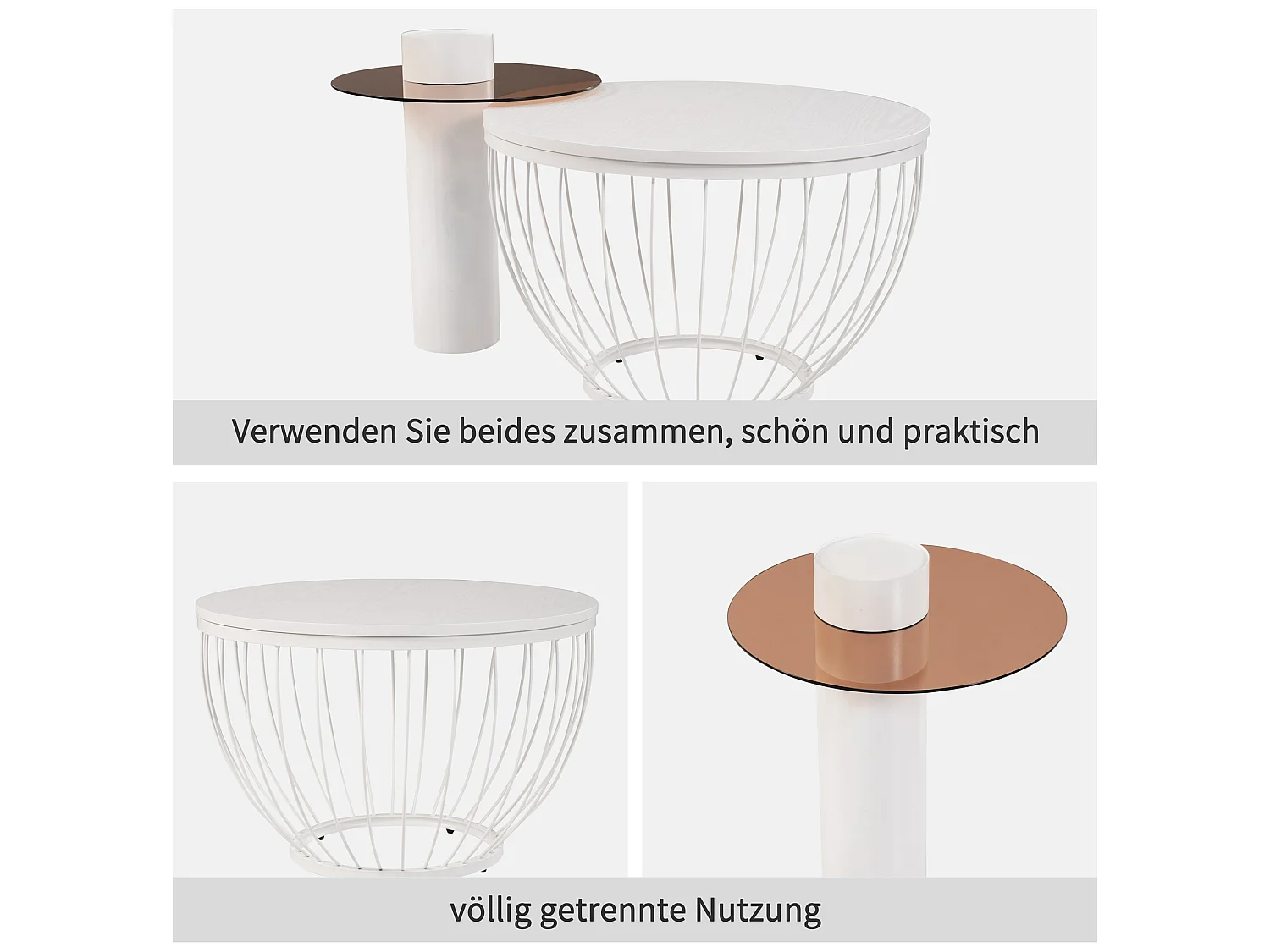 Ensemble élégant de 2 tables basses en design nid d'oiseau, en mdf et imitation bois