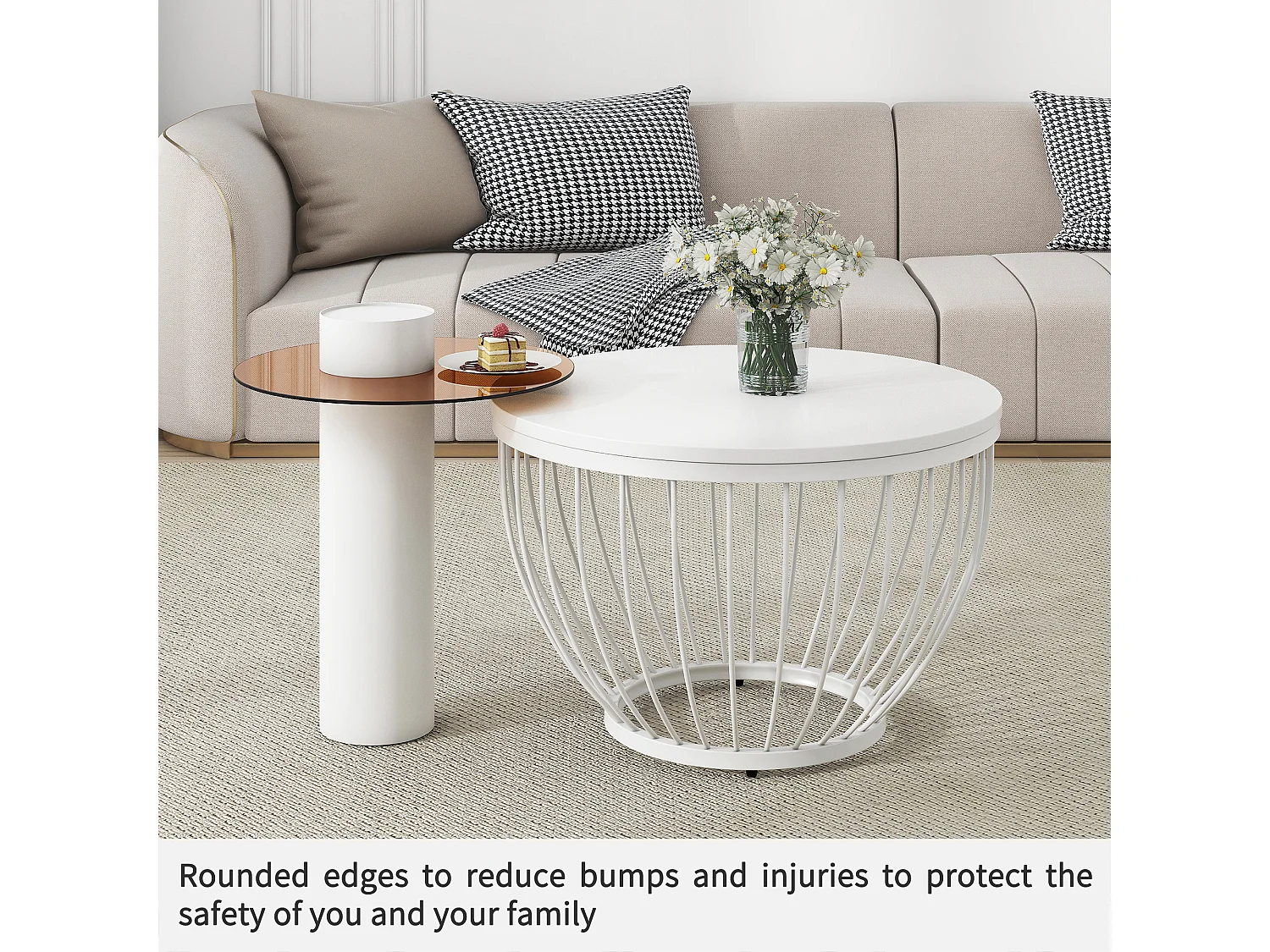 Ensemble élégant de 2 tables basses en design nid d'oiseau, en mdf et imitation bois