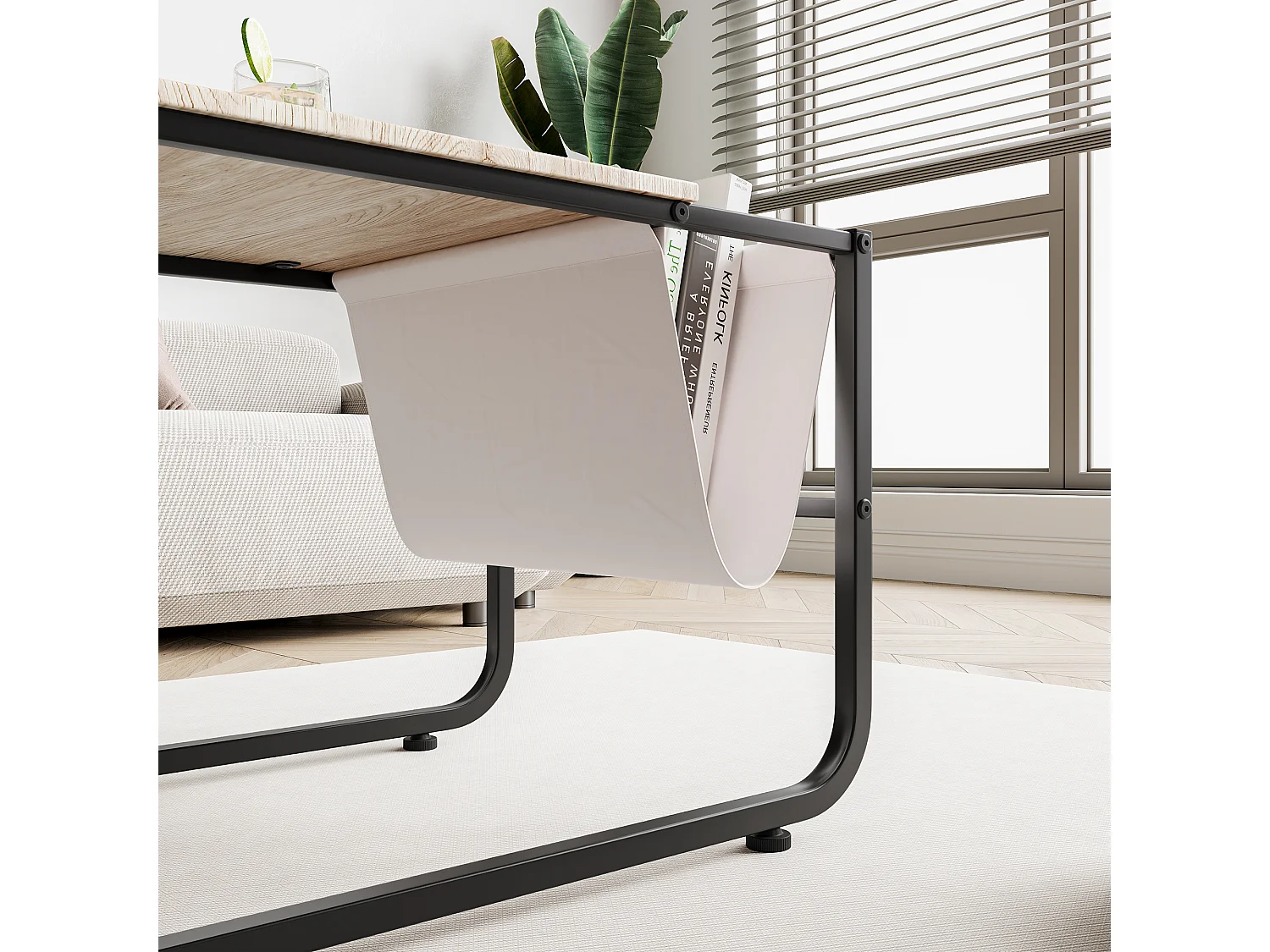 2 tables basses empilables, en métal, avec étagères style industriel et rétro