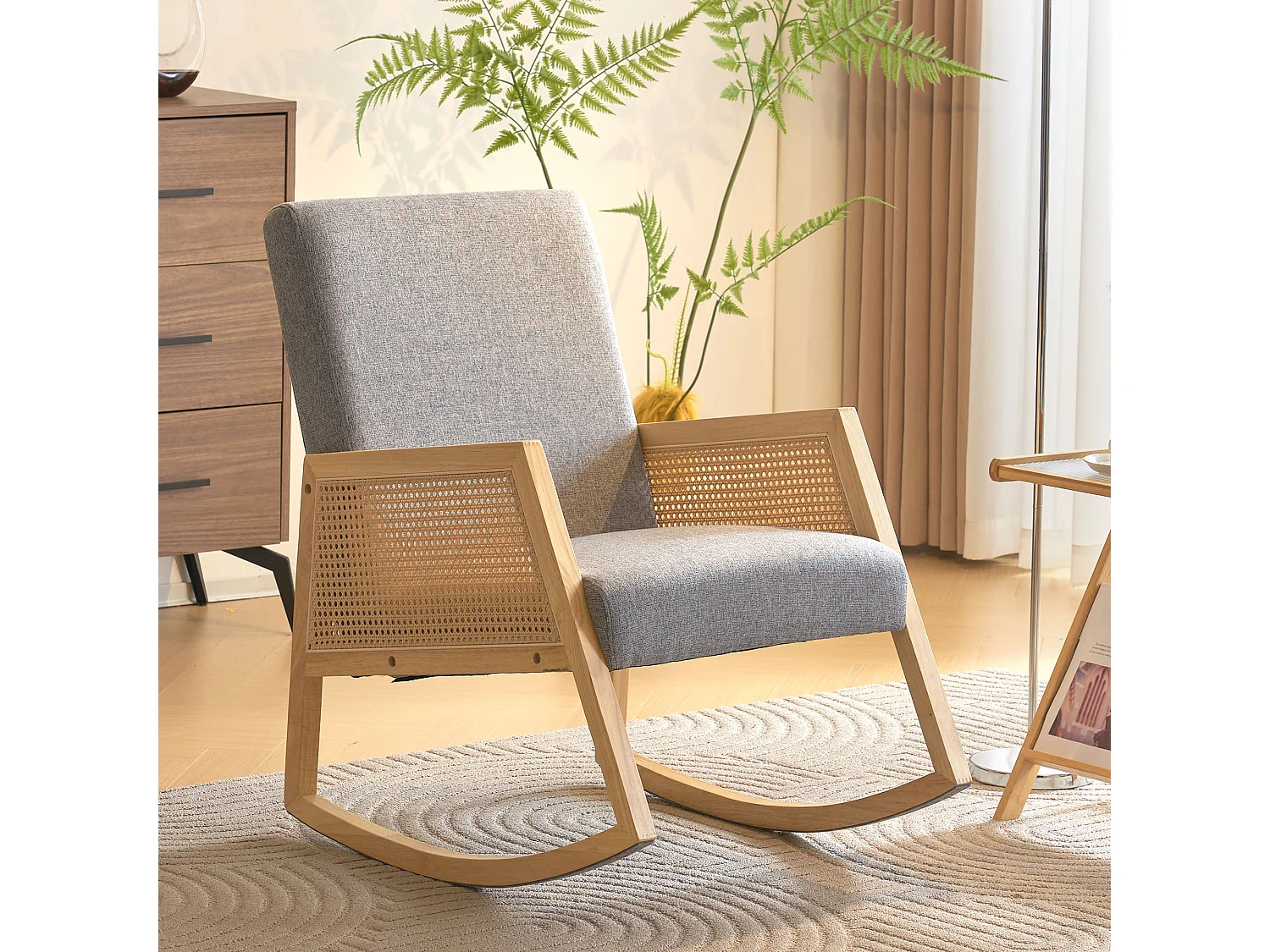 Massief houten schommelstoel, massief houten frame, 57*90*80 cm