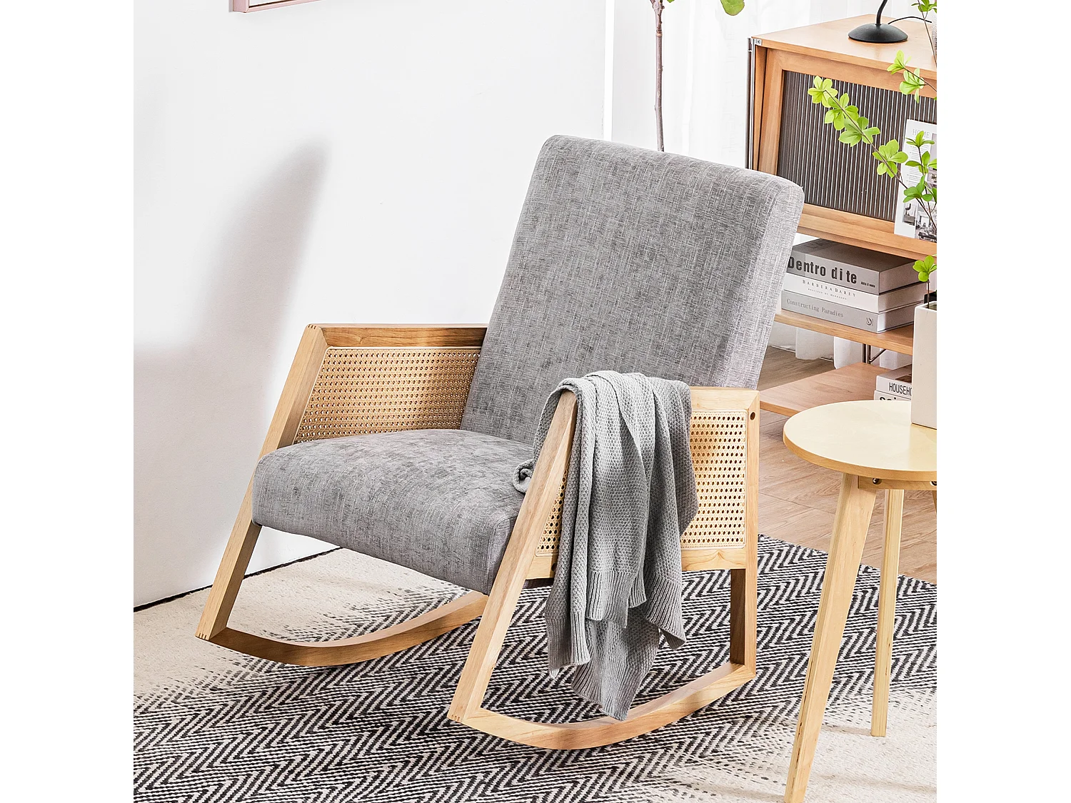 Massief houten schommelstoel, massief houten frame, 57*90*80 cm