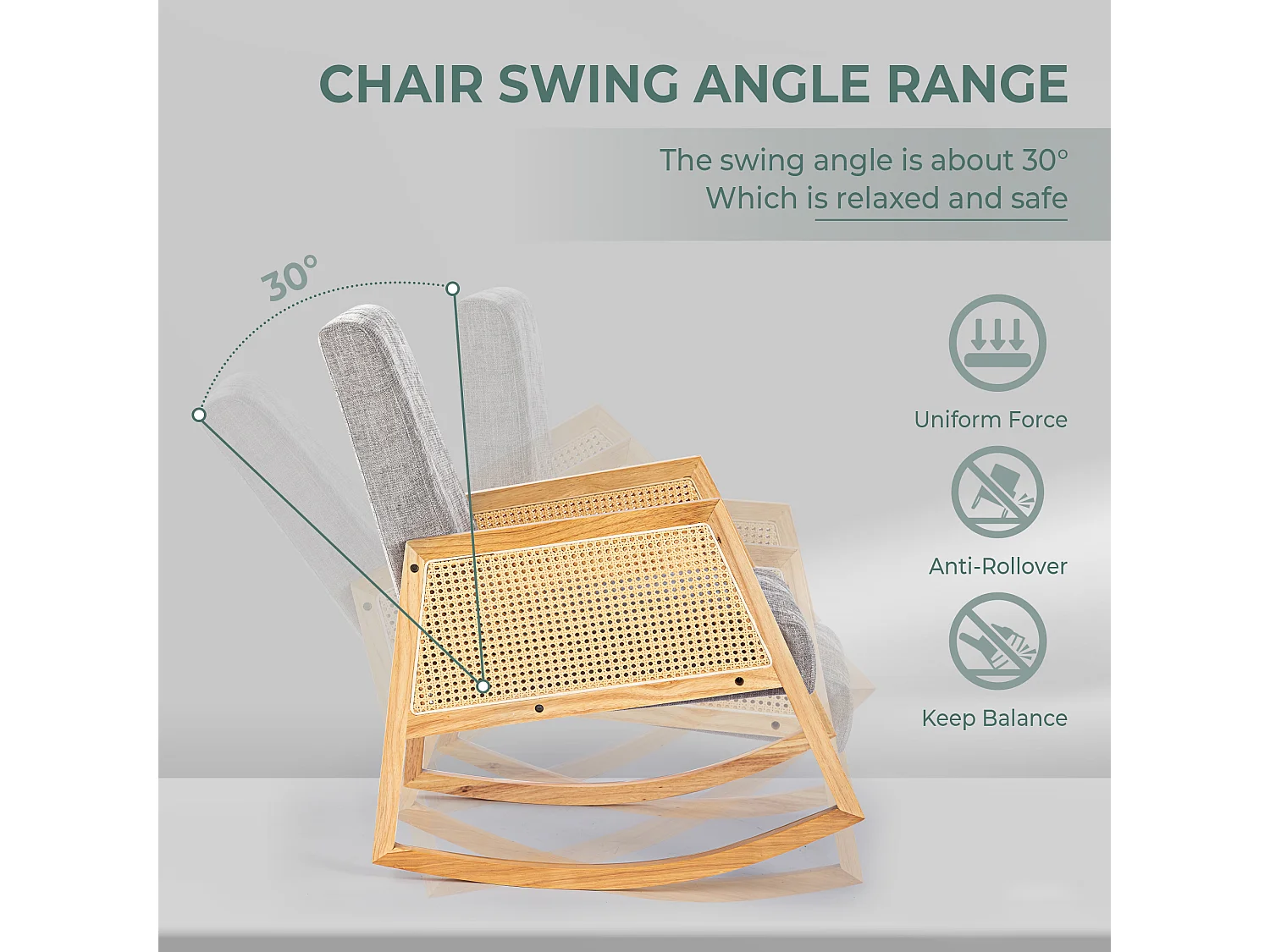 Massief houten schommelstoel, massief houten frame, 57*90*80 cm
