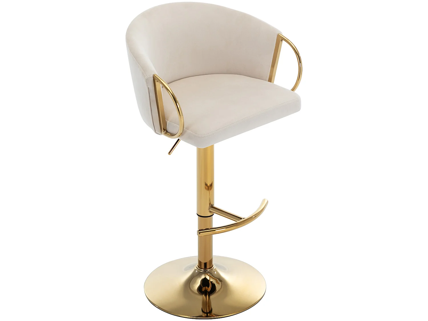 Stoel - set van 4 fluwelen eetkamerstoelen, fauteuil, beige