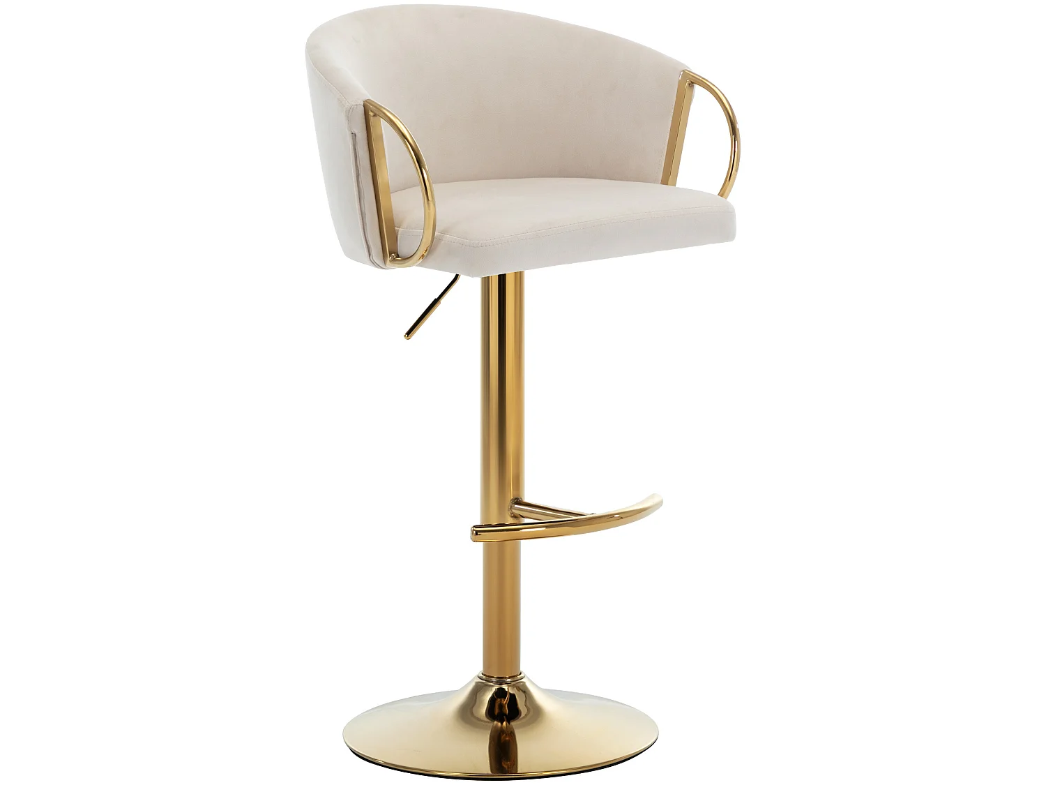 Stoel - set van 4 fluwelen eetkamerstoelen, fauteuil, beige