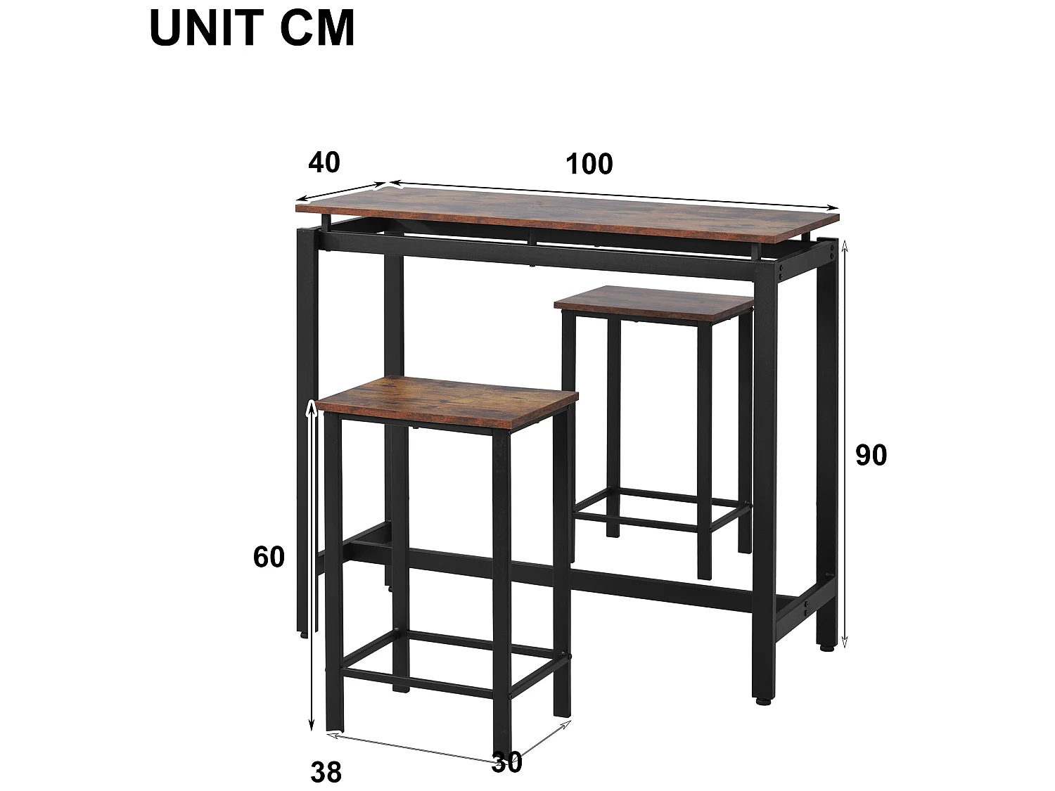 Bartisch und Stühle aus Eisenholz für Küche und Restaurant
