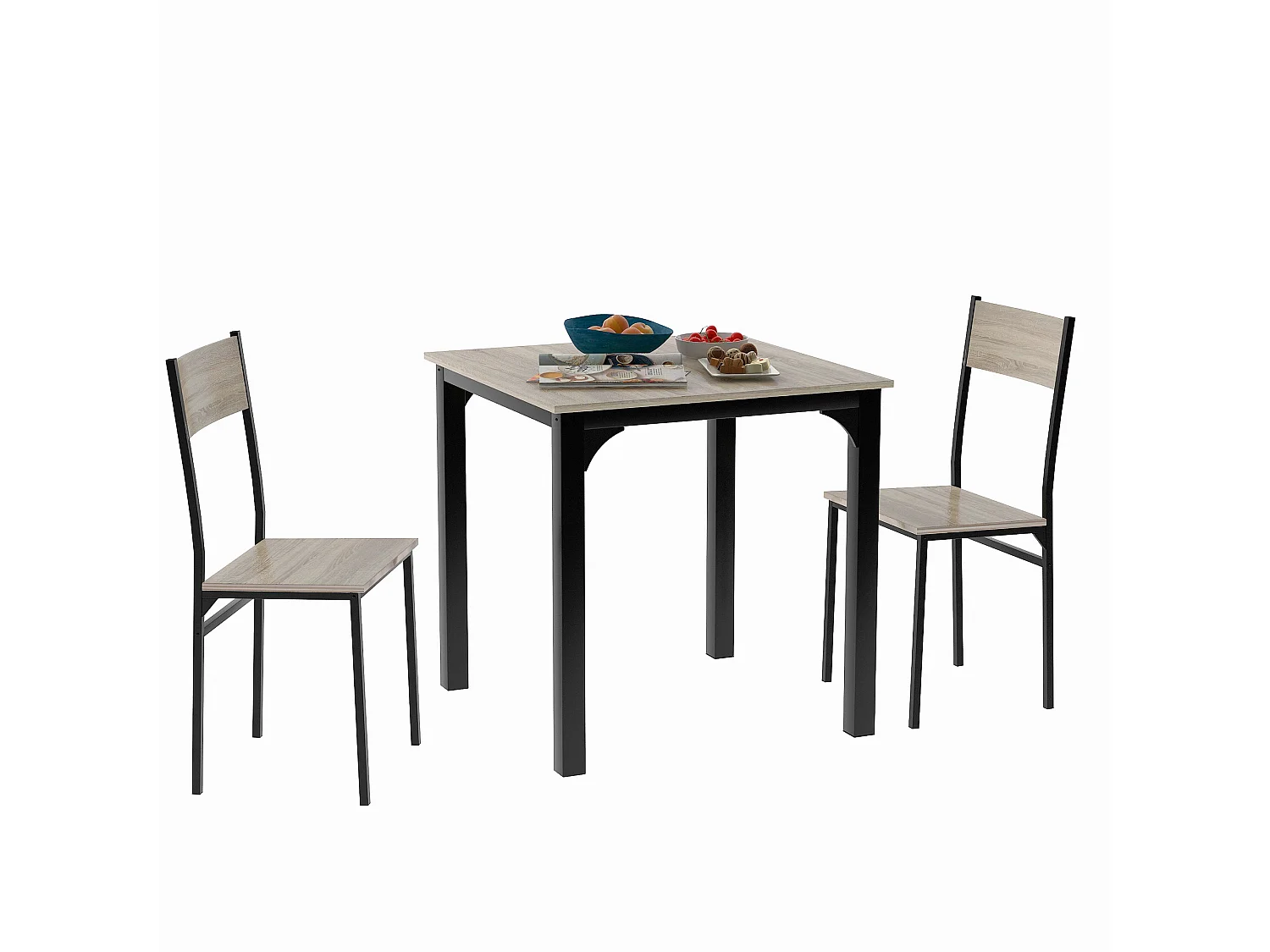 Ensemble de table et chaises pour balcon, salle à manger et salon, couleur naturelle