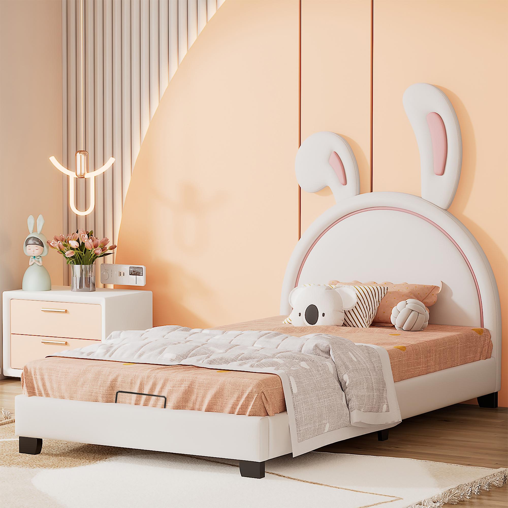 Lit enfant „Design 200x90cm blanc avec matelas et lit d'appoint