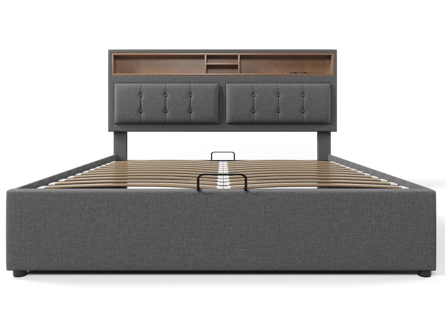 Tweepersoonsbed met geïntegreerde USB C-oplaadfunctie en gevoerd hoofdbord, 160x200