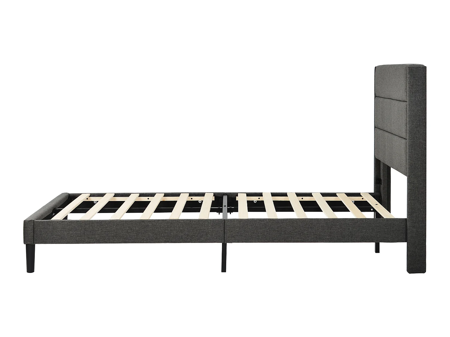 Lit double rembourré 90 x 200 cm avec cadre de lit à lattes gris