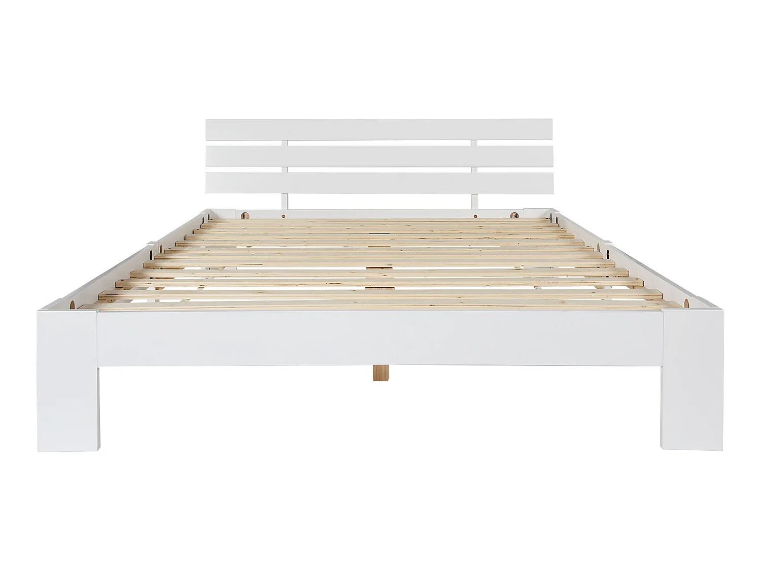 Massief houten tweepersoonsbed met bedframe, hoofdeinde en lattenbodem - 200 x 140 cm