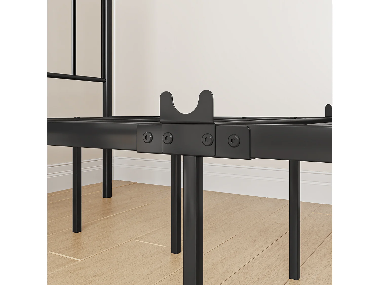 Lit en métal avec sommier à lattes -  noir 90x190cm