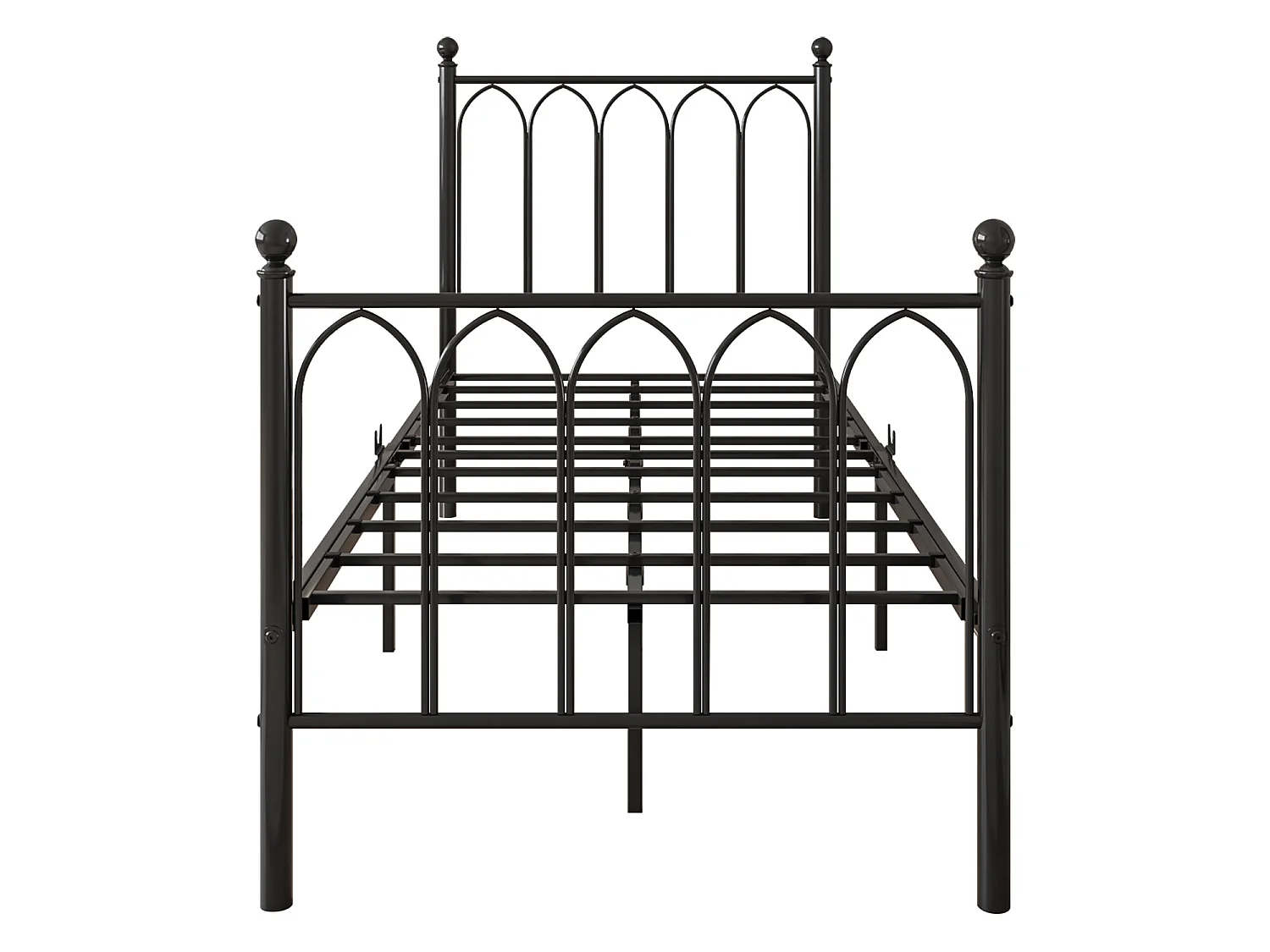 Lit en métal avec sommier à lattes -  noir 90x190cm