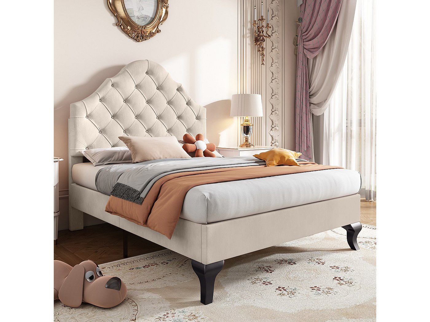 Gestoffeerd Bed 90 X 200 Cm, Sfeerverlichting Met Afstandsbediening Bed Met 2 Laden Crown Prinsessenbed Verstelbaar Hoofdeinde Pu Roze
