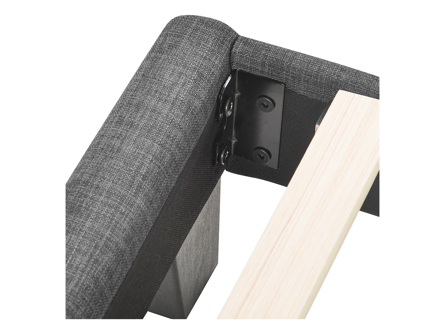 Lit moderne avec tête de lit rembourrée, 90x200cm, en lin gris