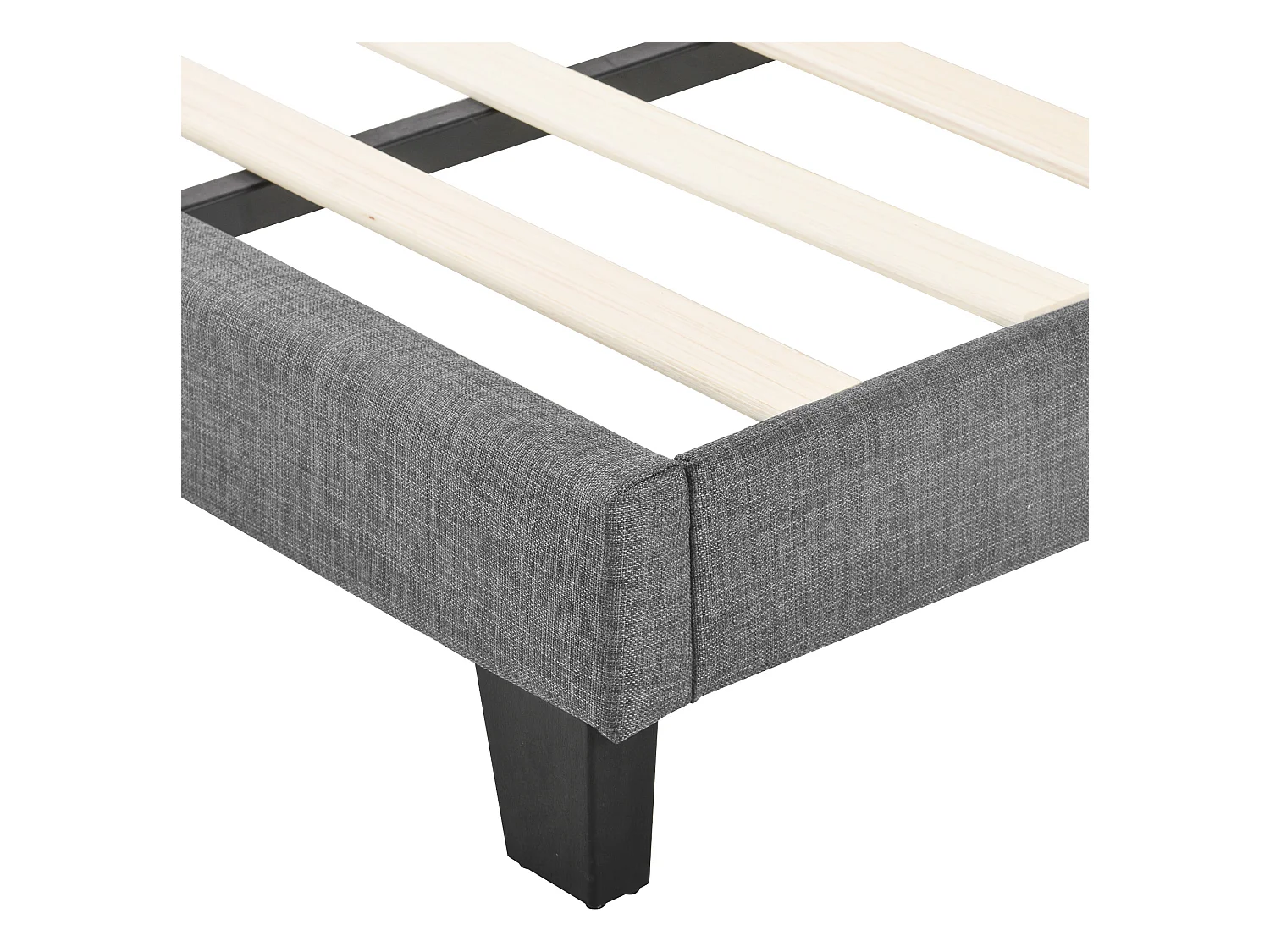 Lit moderne avec tête de lit rembourrée, 90x200cm, en lin gris