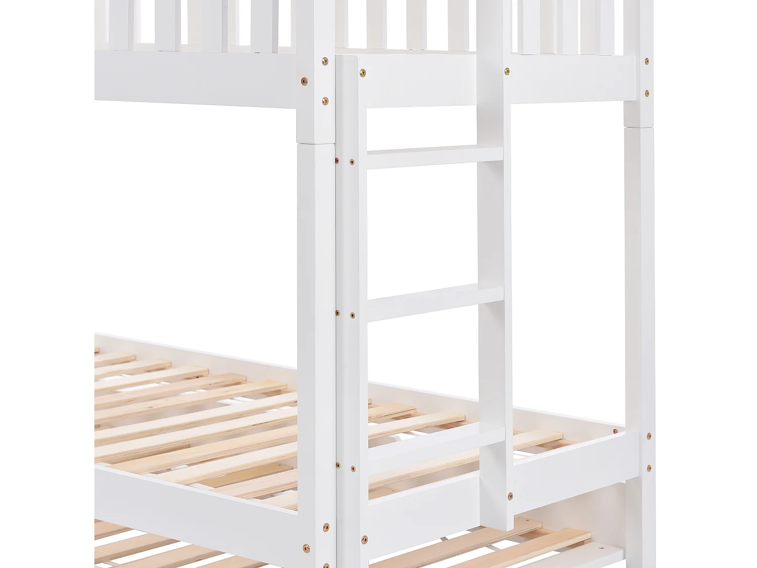 Lit enfant multifonctionnel avec design compact, extensible et en bois de pin massif - blanc