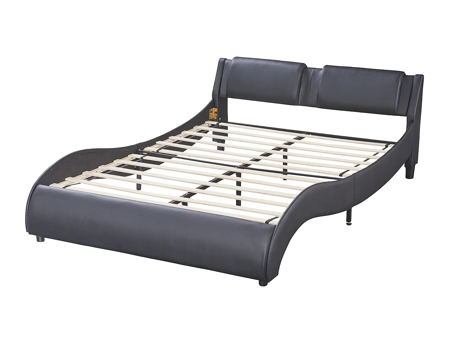 Gestoffeerd bed 140*200cm in kunstleer met LED-licht bedframe en lattenbodem - zwart
