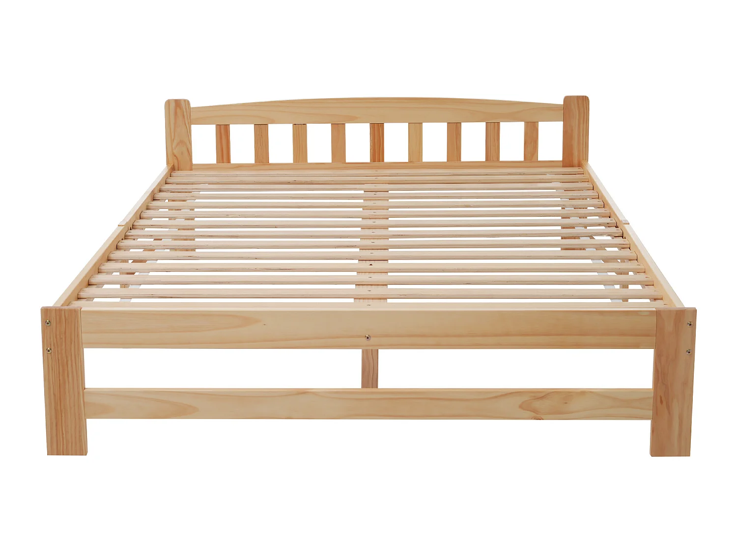 Cama de madera maciza, cama doble, natural, 140x200 cm