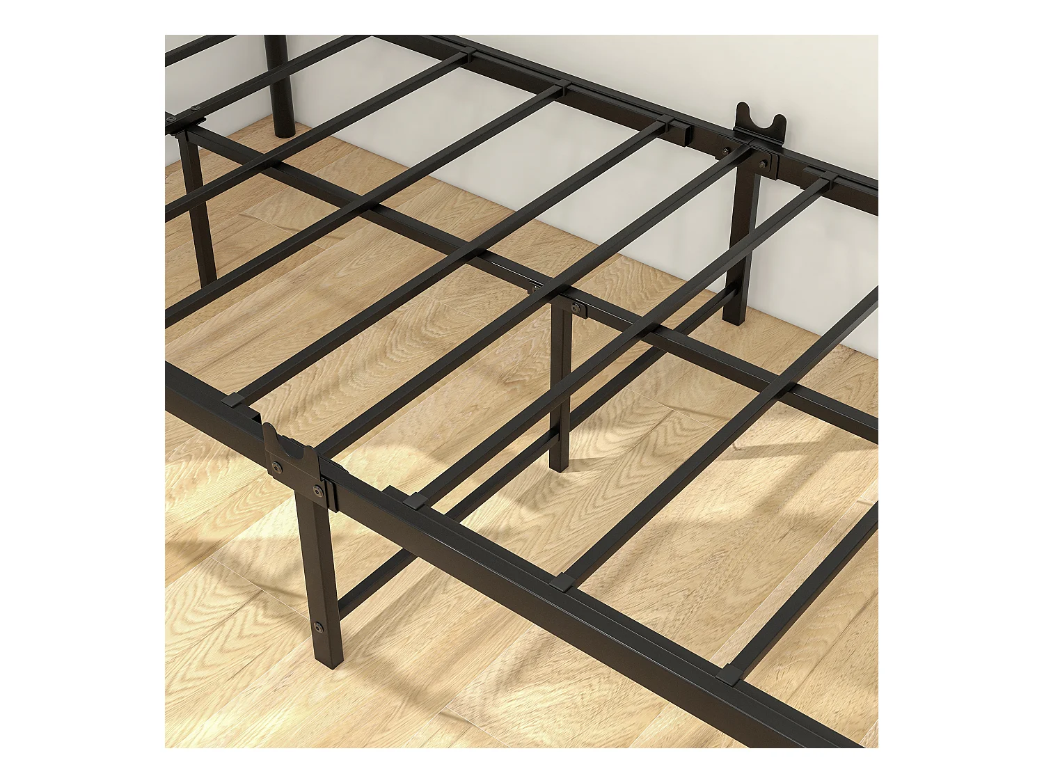 Metalen bed met ijzeren hemel, klassiek design, zwart 90x190cm
