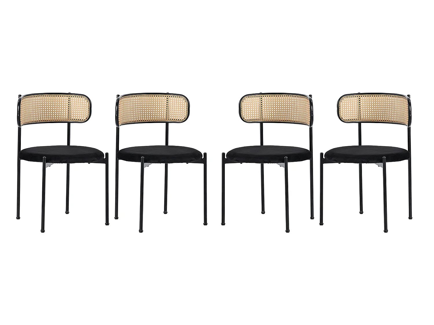 Chaise, lot de 4, chaise de loisirs moderne et simple noir