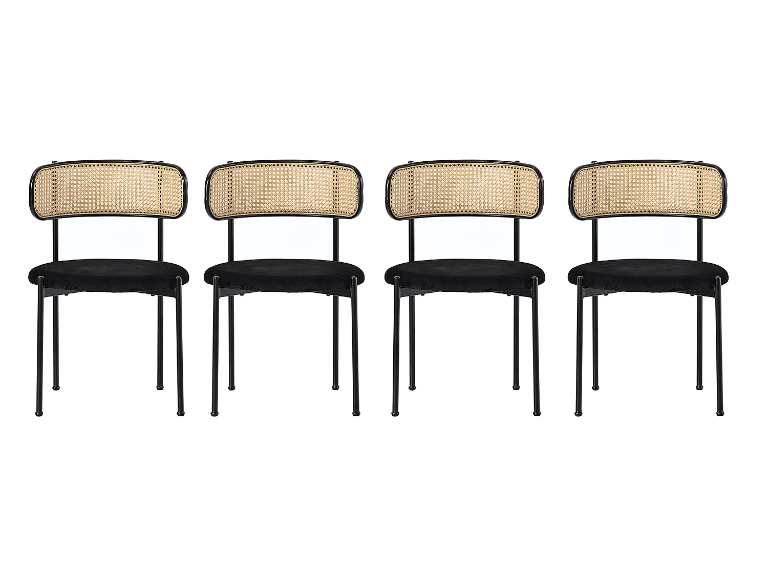 Chaise, lot de 4, chaise de loisirs moderne et simple noir