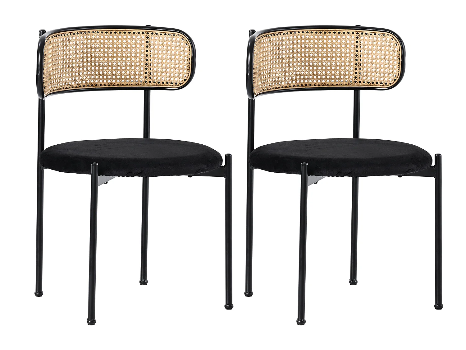 Chaise, lot de 4, chaise de loisirs moderne et simple noir