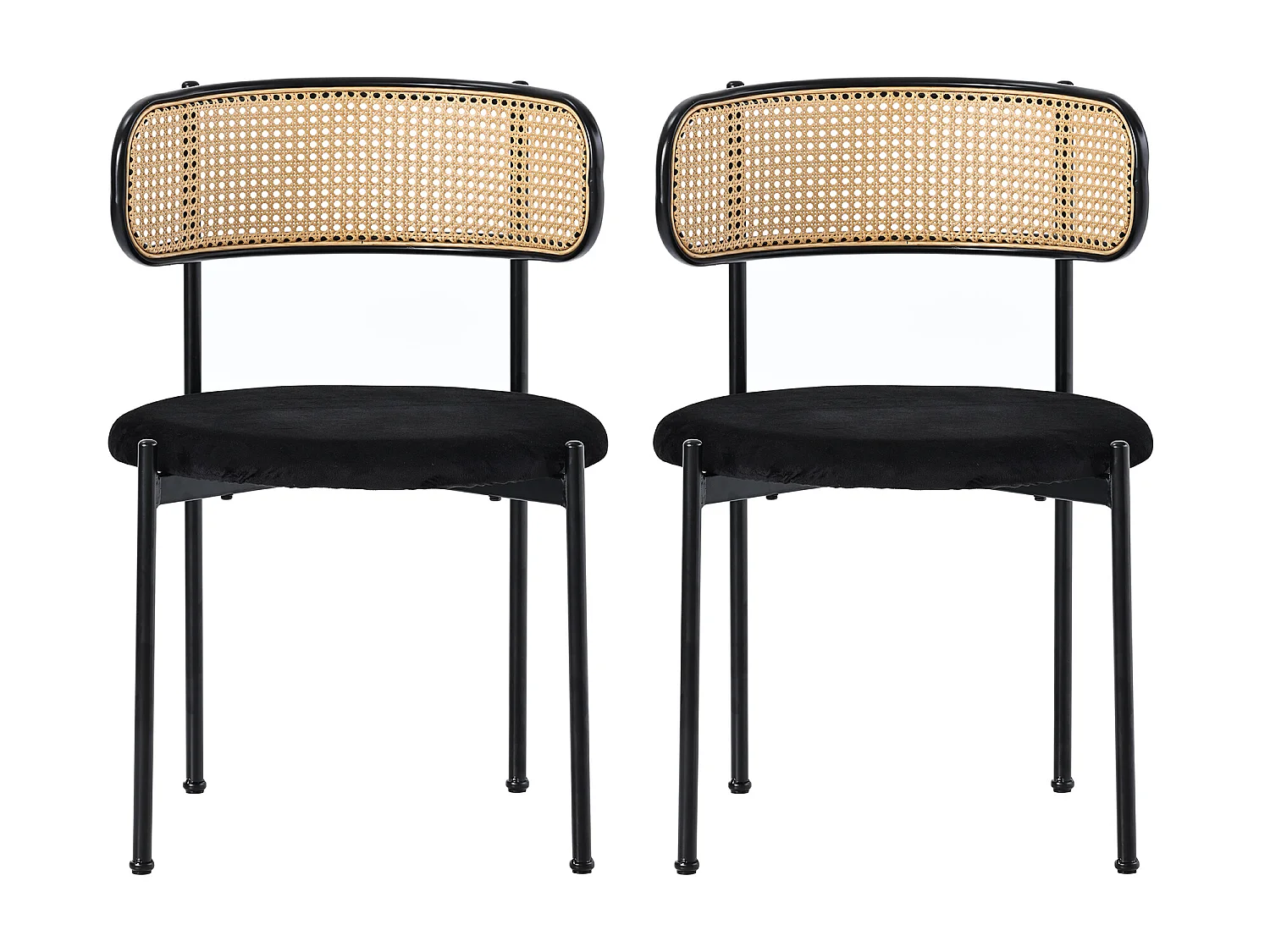 Chaise, lot de 4, chaise de loisirs moderne et simple noir