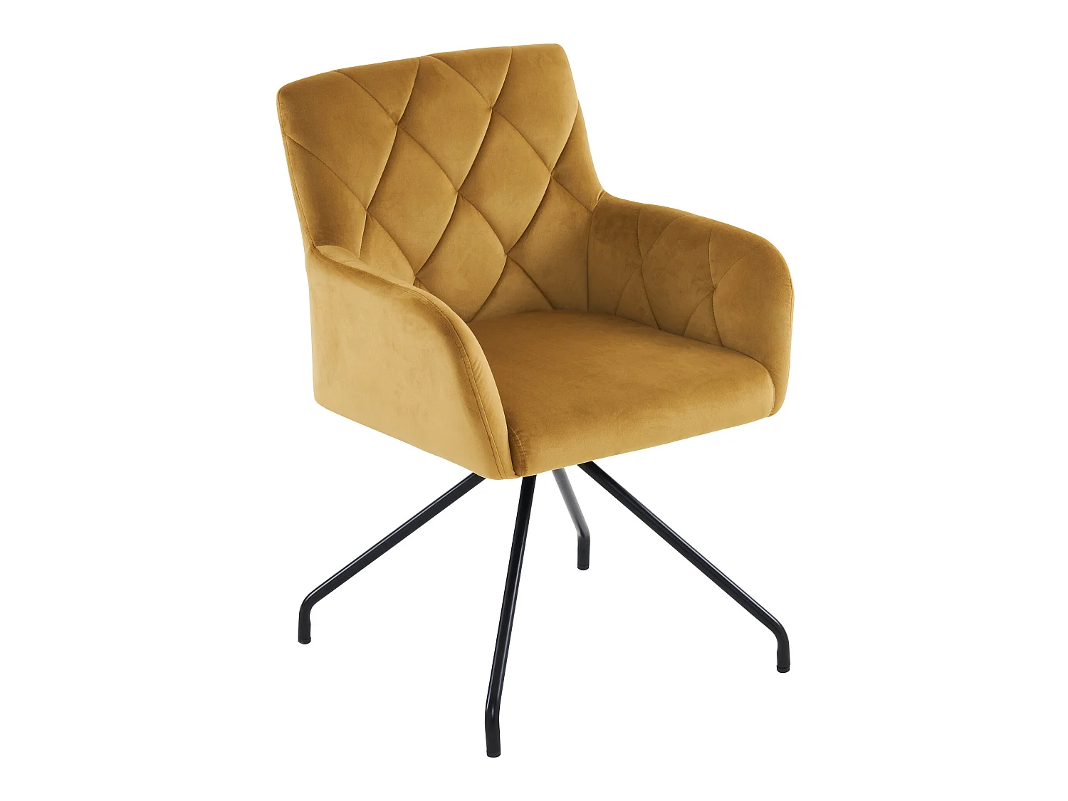 2 eetkamerstoelen met ruitpatroon, gele 4-poots gestoffeerde stoel