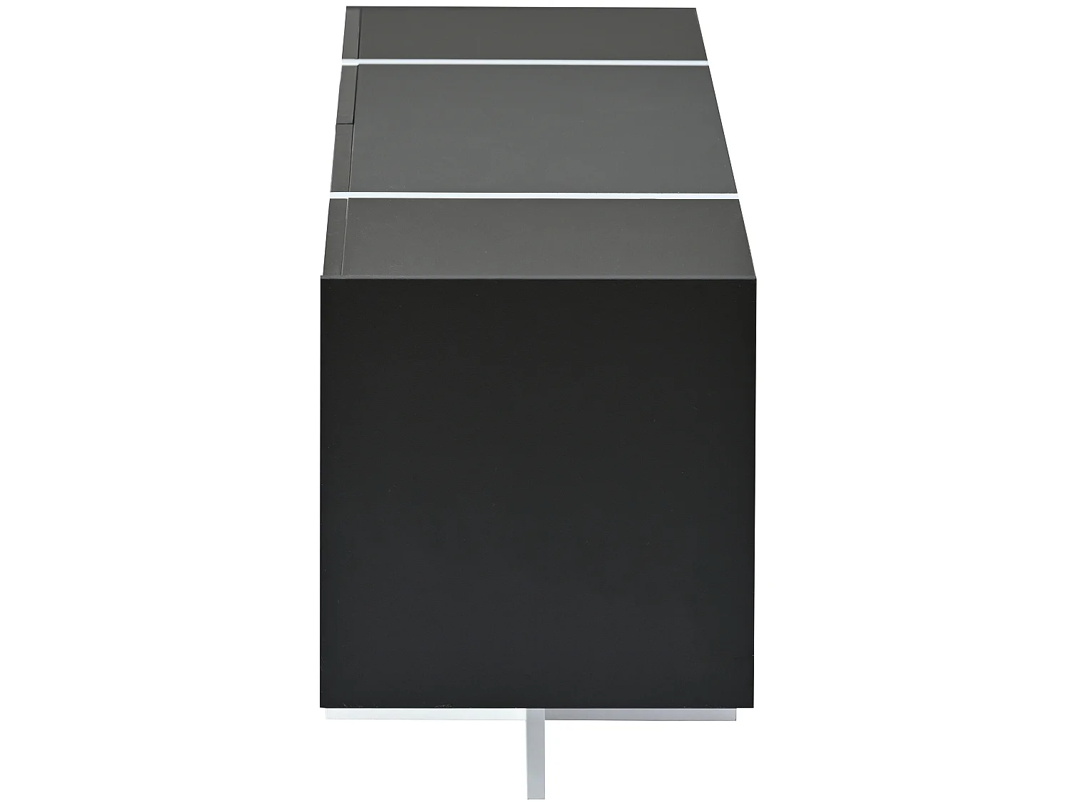 Meuble tv à panneau bas avec jambes à blocs de couleur en noir et blanc laqué