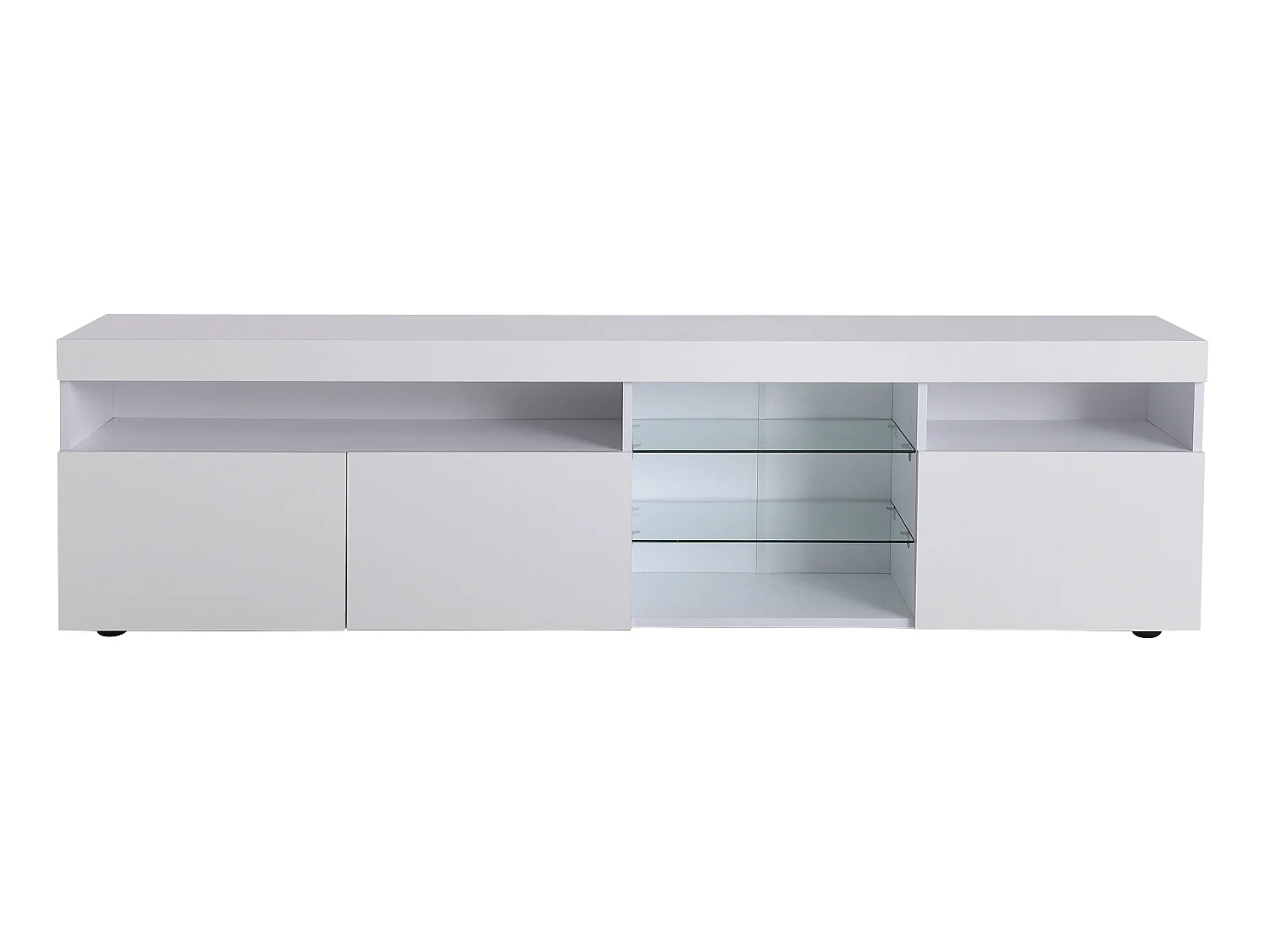 Meuble tv moderne blanc avec panneau lumineux, éclairage led variable, 180cm