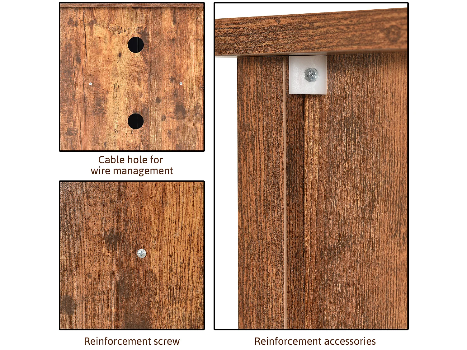 Meuble tv en design industriel vintage avec 2 portes coulissantes brun vintage