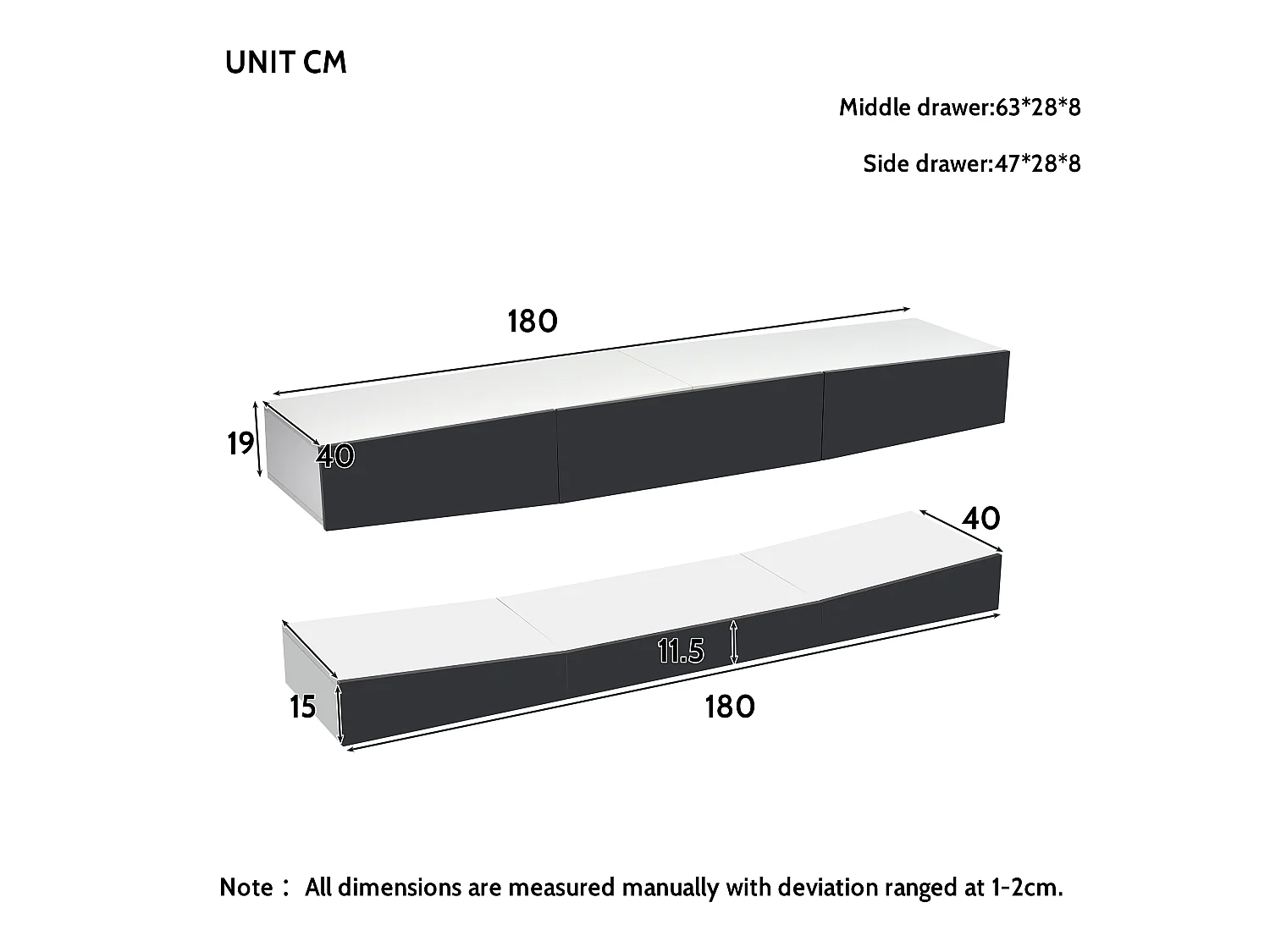 Hangend tv-meubel met LED-verlichting