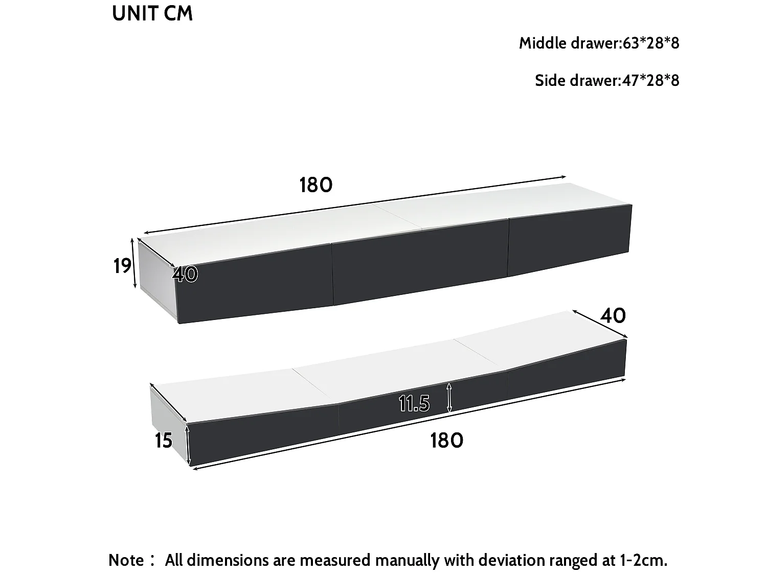 Hangend tv-meubel met LED-verlichting