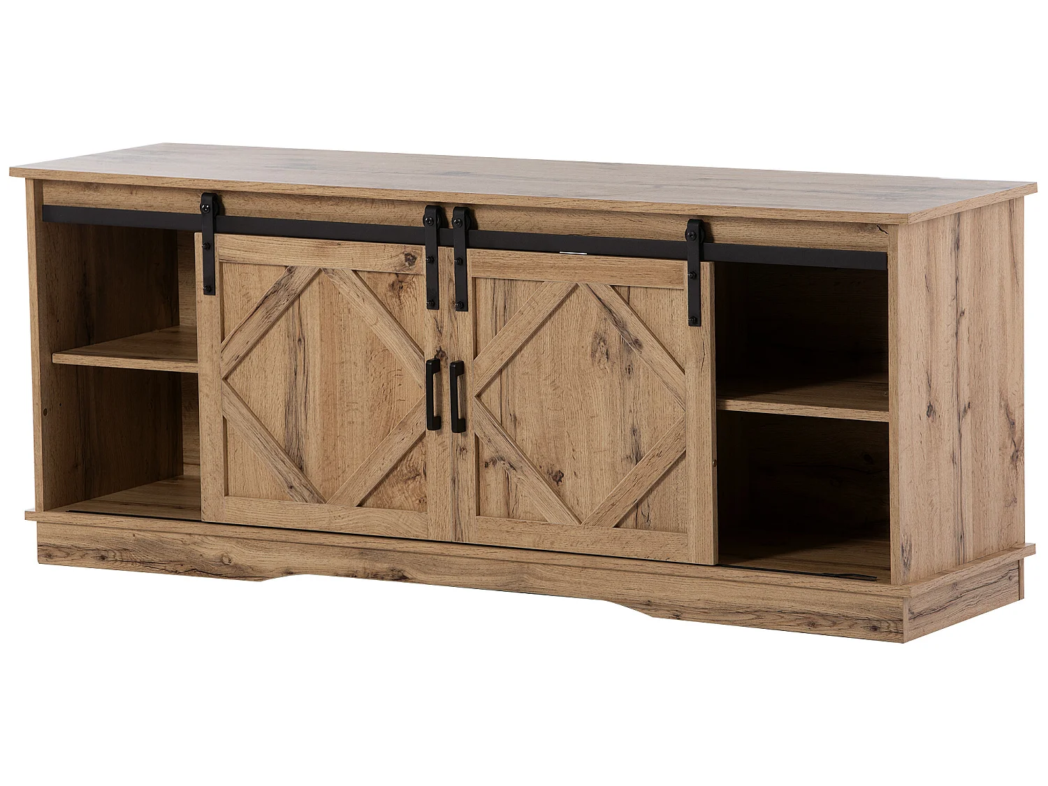 Mueble para TV con puertas correderas estilo granero, 150*40*60cm, marrón