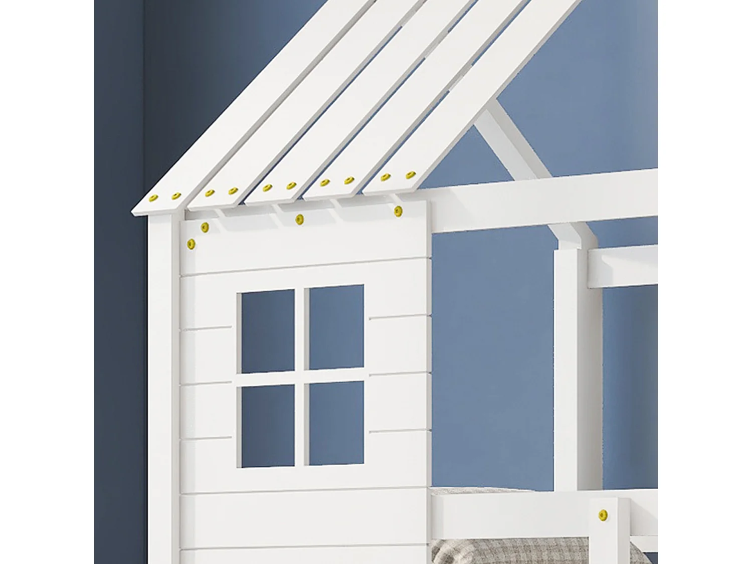 Stapelbed met hoektrap, huisbed, wit (200x90cm)