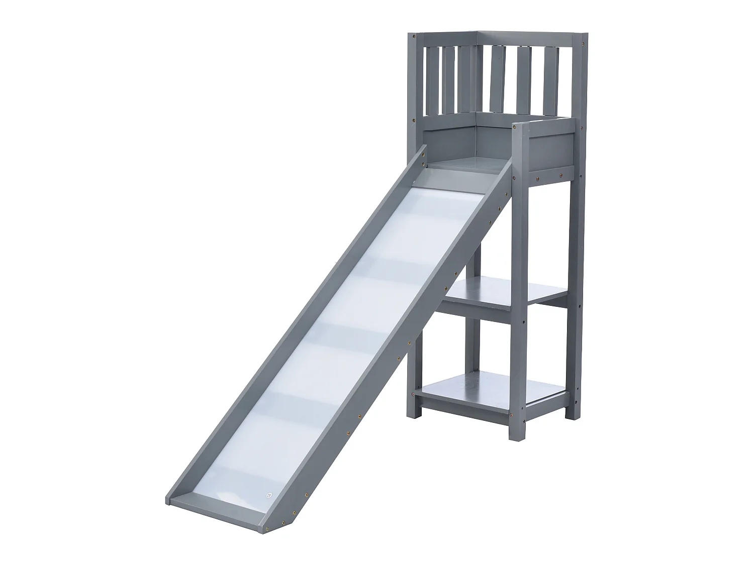Lit enfant superposé en bois de pin avec échelle, 90*200cm, gris