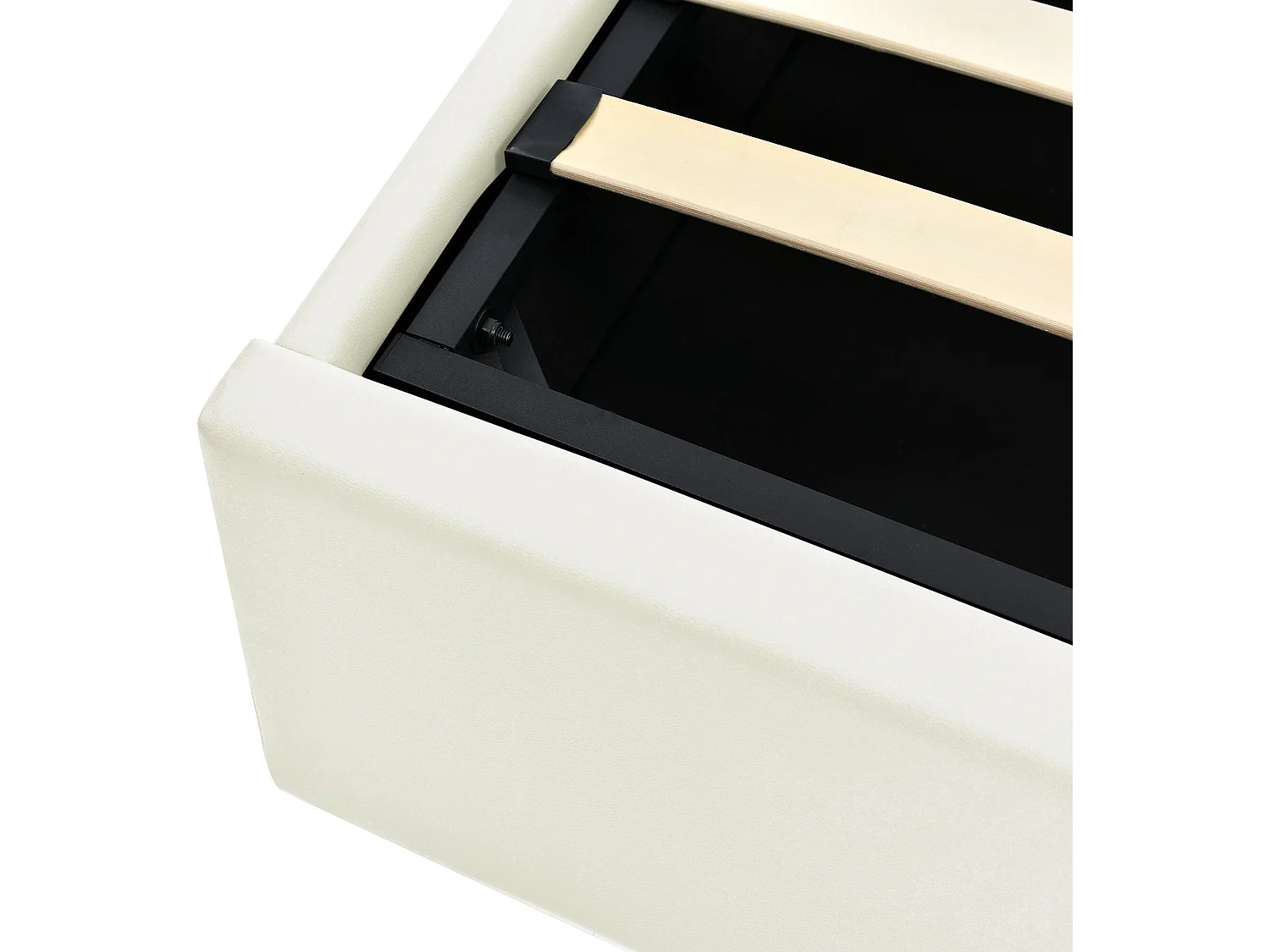 Lit double avec sommier à lattes et espace de rangement, 180x200cm blanc