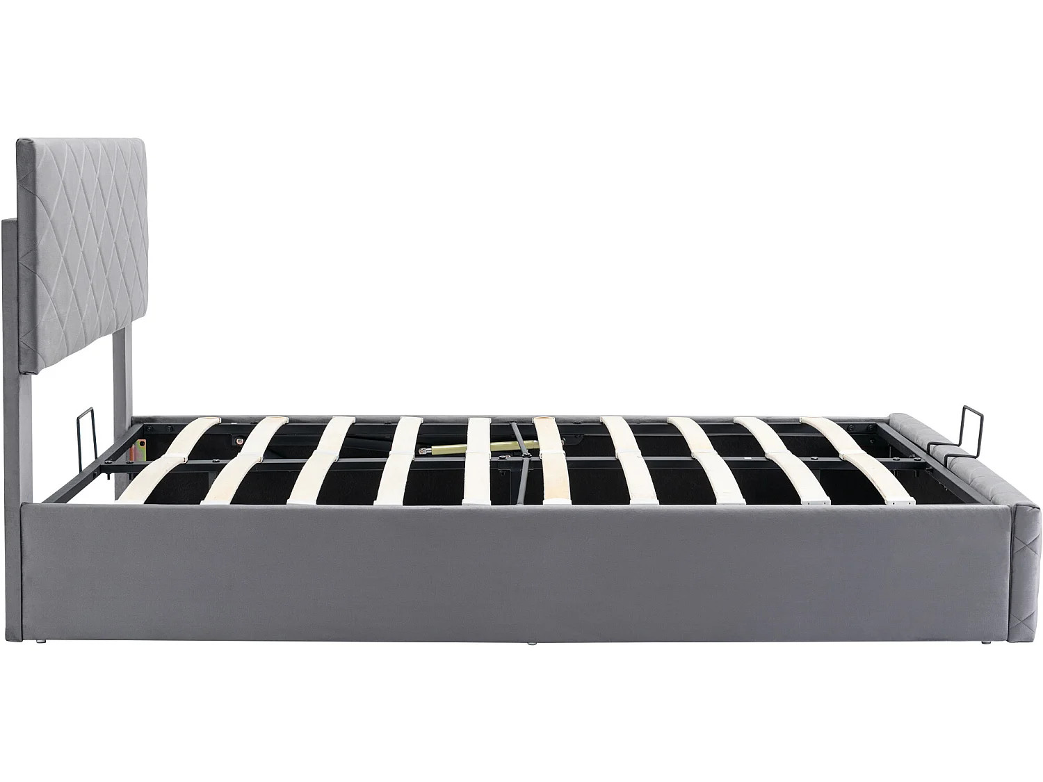 Cama doble con almacenaje y somier hidráulico, 140*200, sencilla y elegante, gris