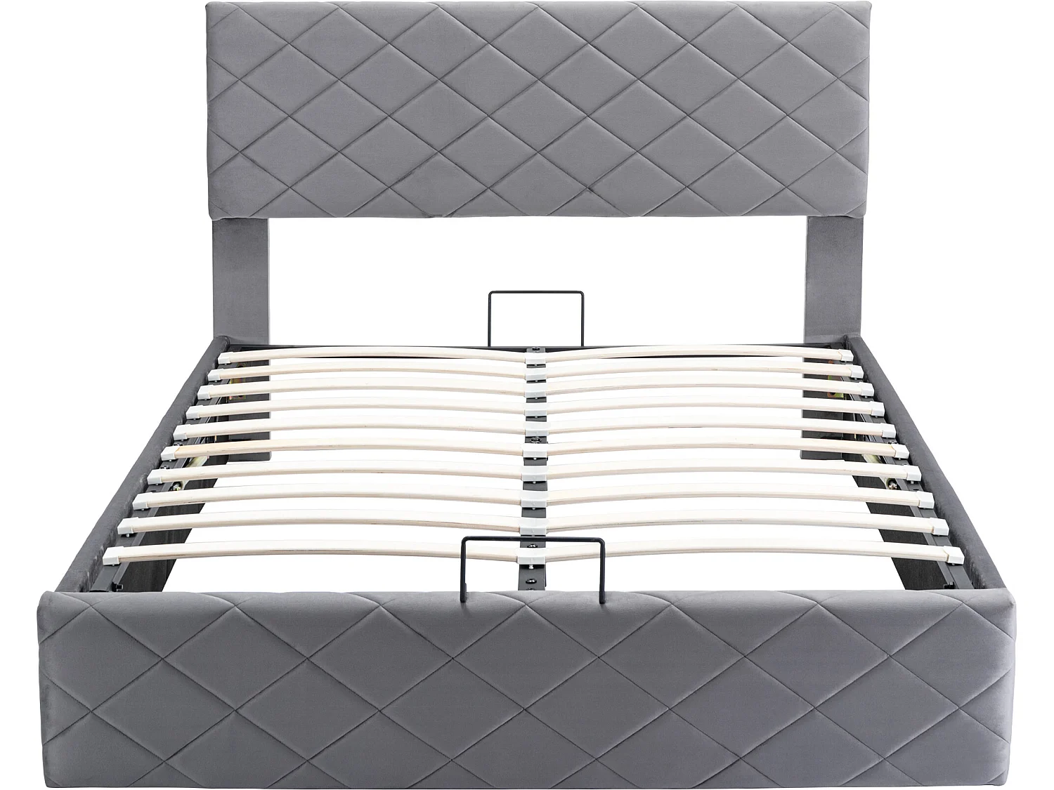 Cama doble con almacenaje y somier hidráulico, 140*200, sencilla y elegante, gris