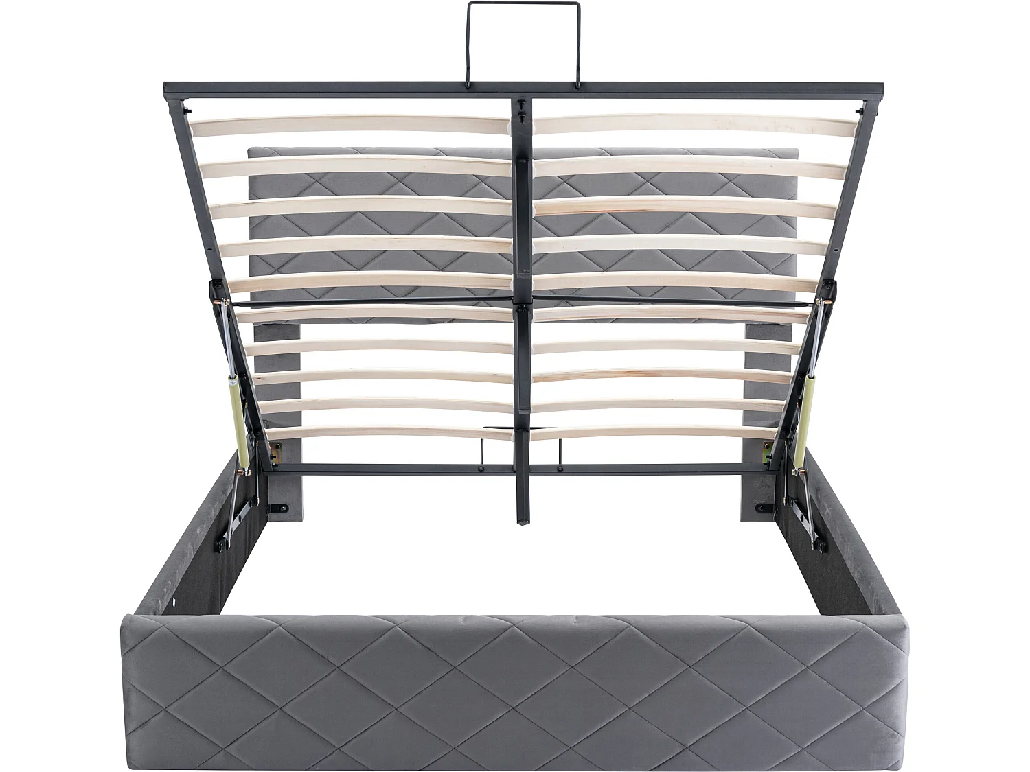 Cama doble con almacenaje y somier hidráulico, 140*200, sencilla y elegante, gris