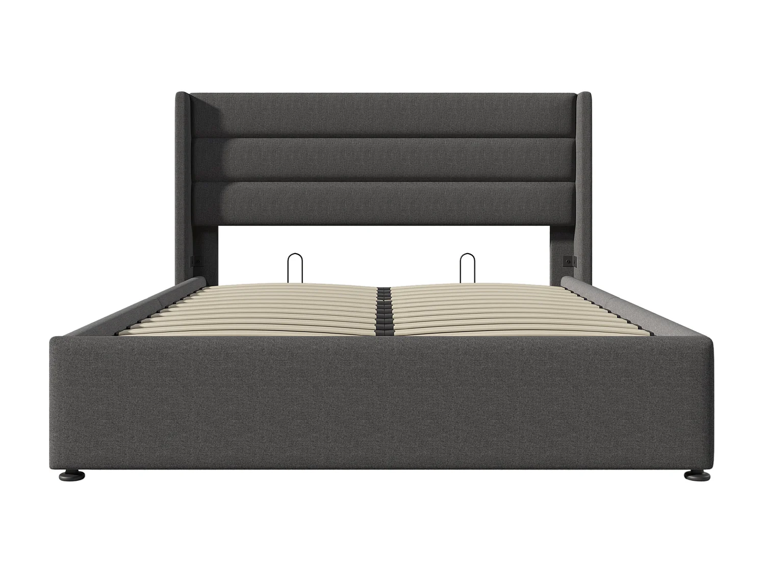 Letto contenitore idraulico matrimoniale 140x200 cm, lino grigio