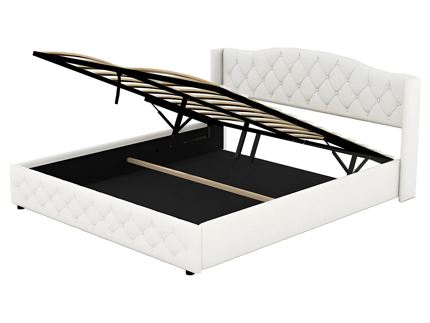 Multifunctioneel bed 180 x 200 met hydraulische opbergruimte, wit