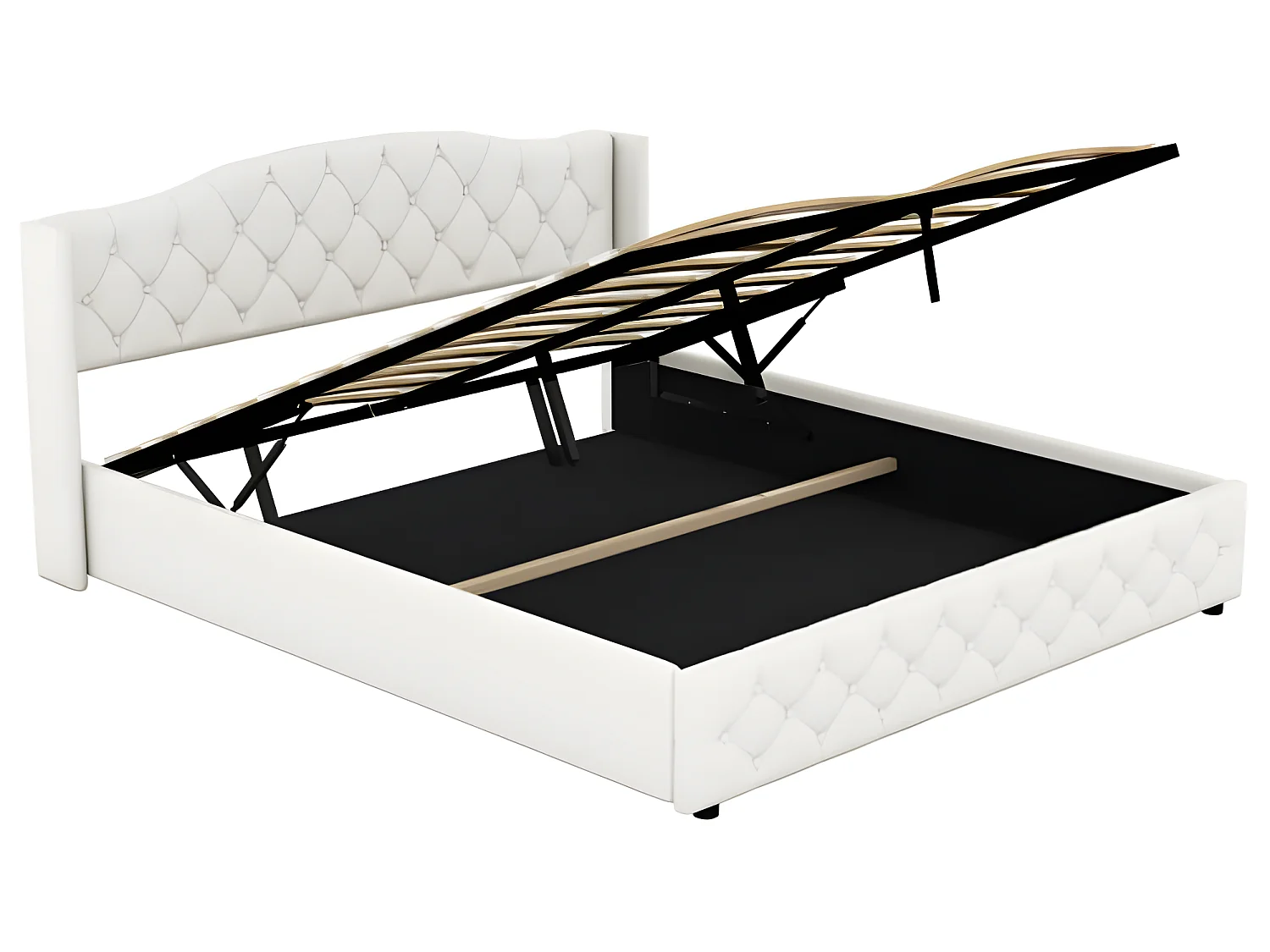 Multifunctioneel bed 180 x 200 met hydraulische opbergruimte, wit