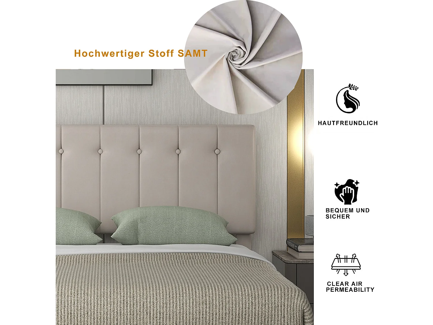 Lit double 140*200 avec rangement hydraulique, blanc crème.