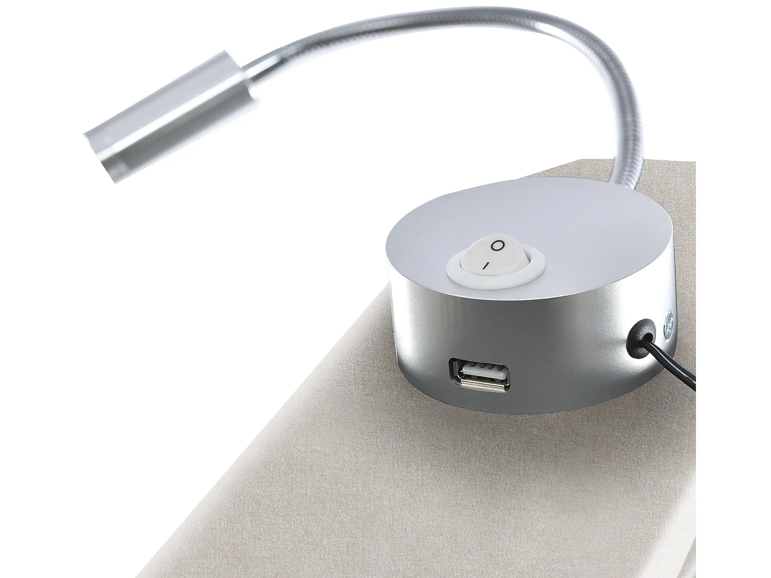 Lit double avec rangement, tête de lit avec lampe de lecture beige 160x200cm